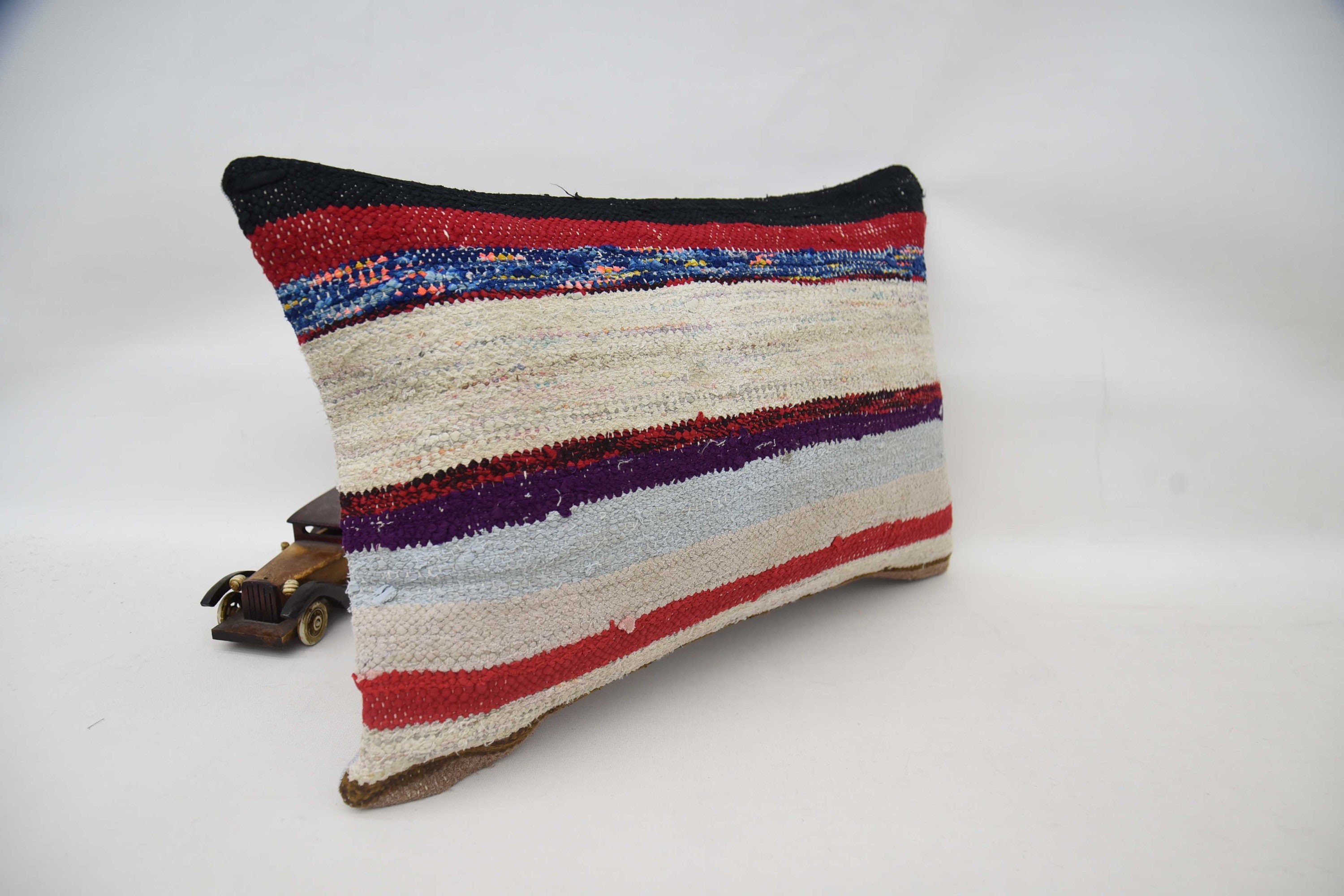 Anatolian Cushion Case, Pillow for Couch, 16"x24" Red Pillow, Pillow for Sofa, Nautical Throw Cushion Case, Vintage Kilim Throw Pillow