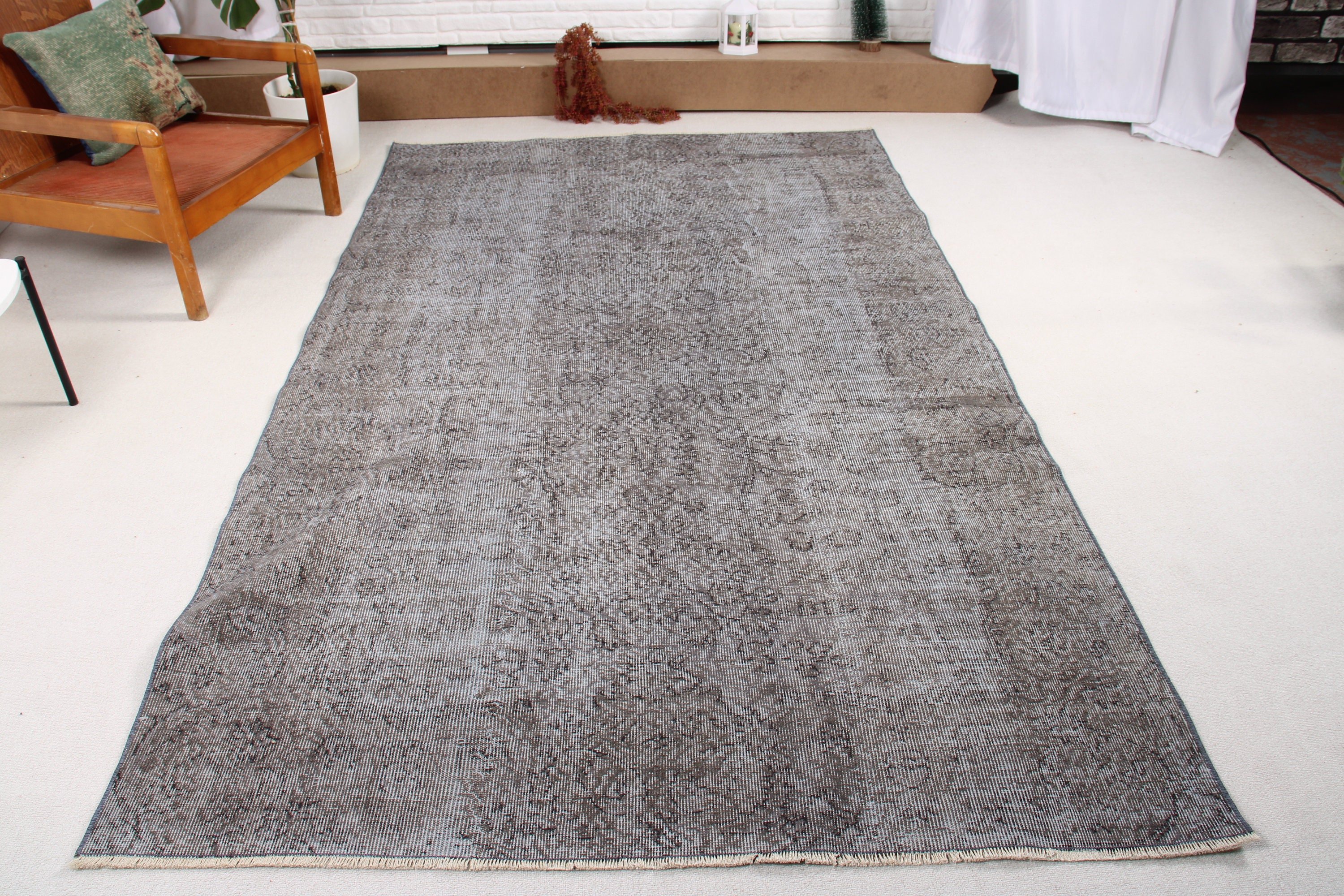 5.3x8.8 ft Büyük Halılar, Vintage Halılar, Türk Halısı, Yün Halılar, Gri Açıklama Halısı, Geometrik Halılar, Yemek Odası Halıları, Büyük Boho Halısı