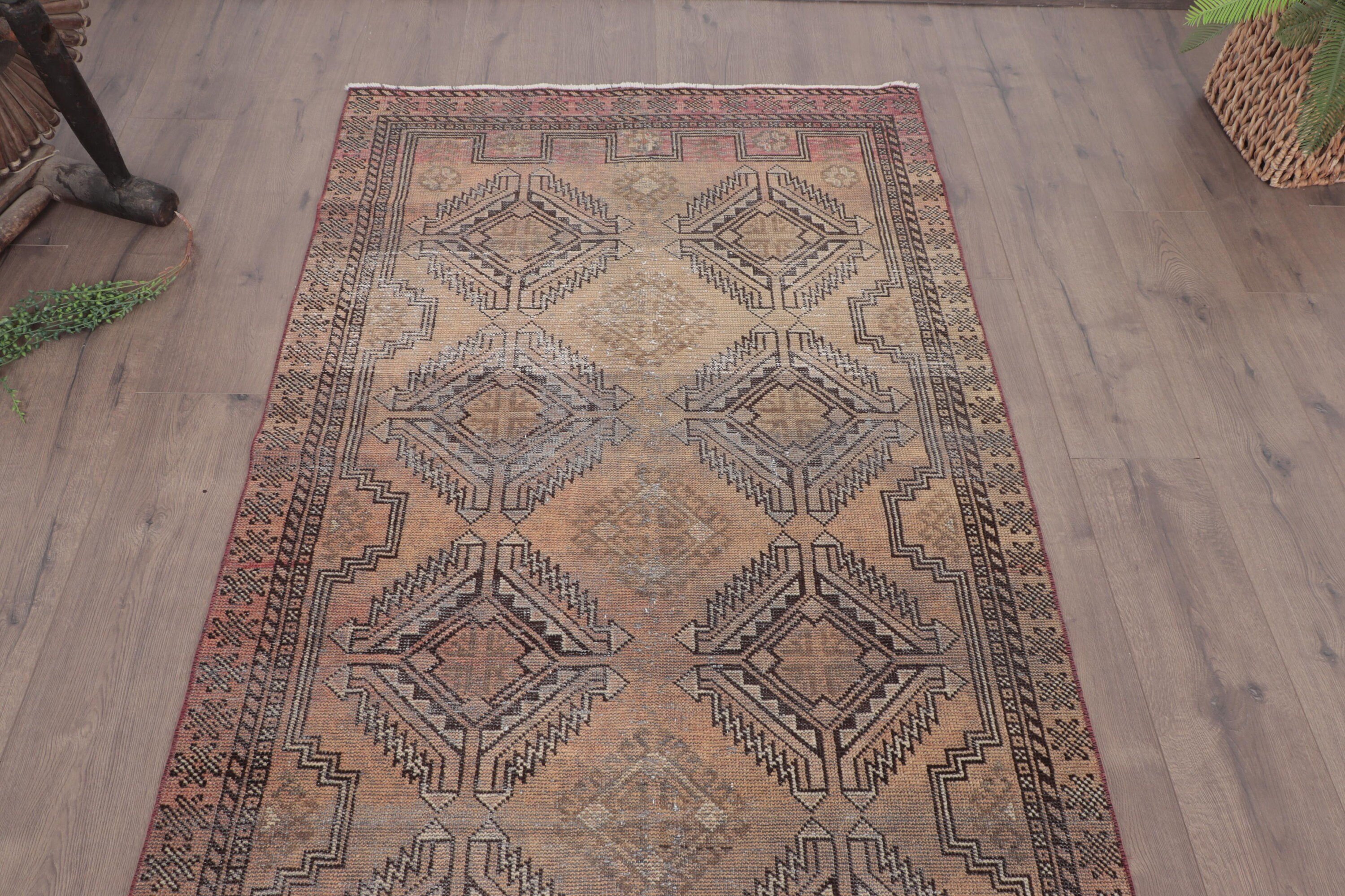 Vintage Halılar, 3.5x6.5 ft Aksan Halısı, Türk Halıları, Vintage Vurgu Halısı, Boho Halıları, Lüks Halı, Kahverengi Boho Halıları, Açıklama Halısı, Yatak Odası Halısı