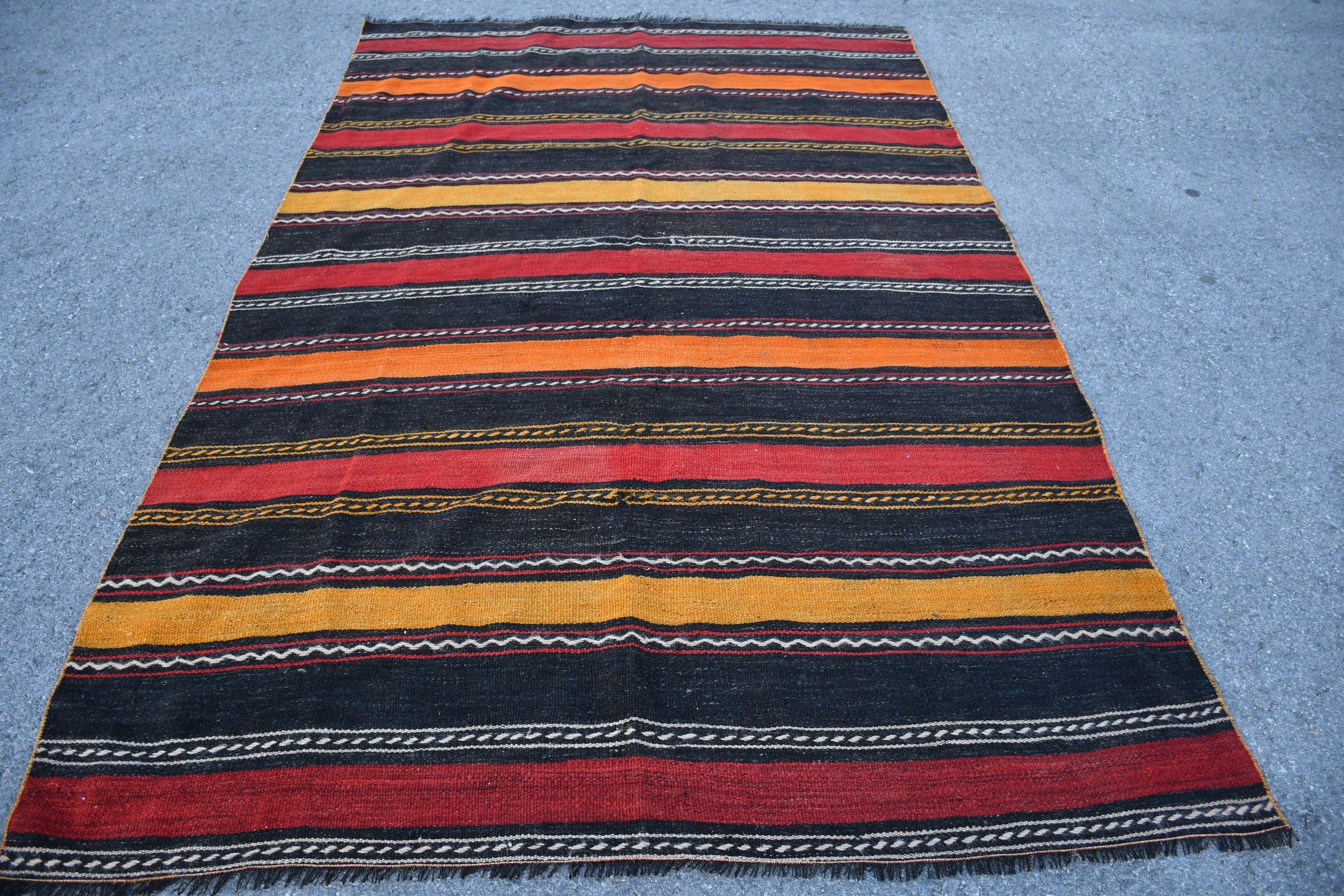 Living Room Rug, Turkish Rug, Kilim, 5.6x8.6 ft Large Rugs, Anatolian Rugs, Yellow Oriental Rug, Kitchen Rugs, Vintage Rug, Bedroom Rug