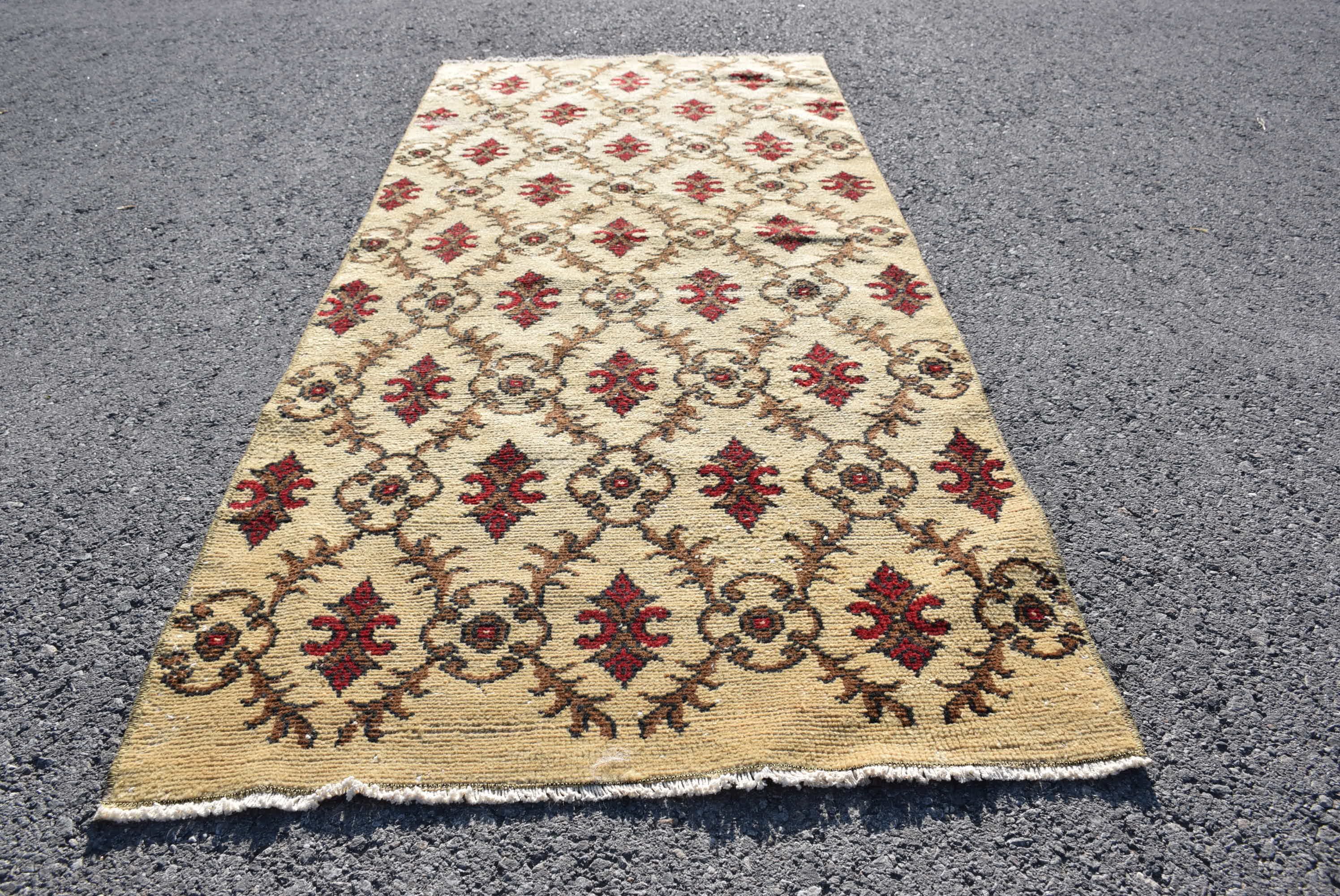 Floor Rug, Nursery Rugs, Turkish Rugs, 2.8x6.6 ft Accent Rugs, Rugs for Kitchen, Beige Cool Rugs, Entry Rug, Vintage Rug, Bedroom Rug