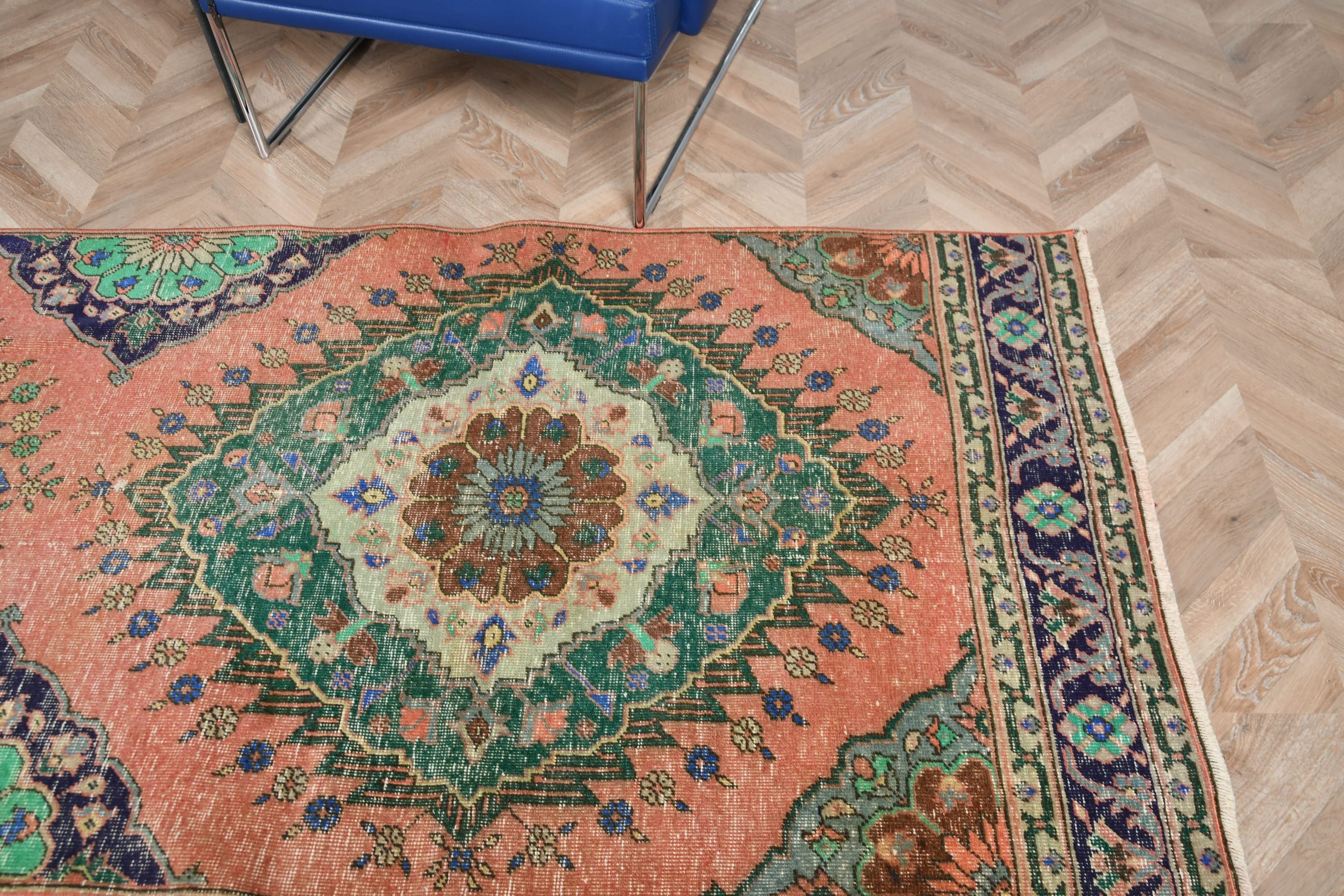 Vintage Halı, Koridor Halıları, Türk Halısı, Retro Halılar, Merdiven Halısı, Yatak Odası Halısı, Turuncu Anadolu Halısı, Oushak Halıları, 3,3x13,1 ft Yolluk Halısı