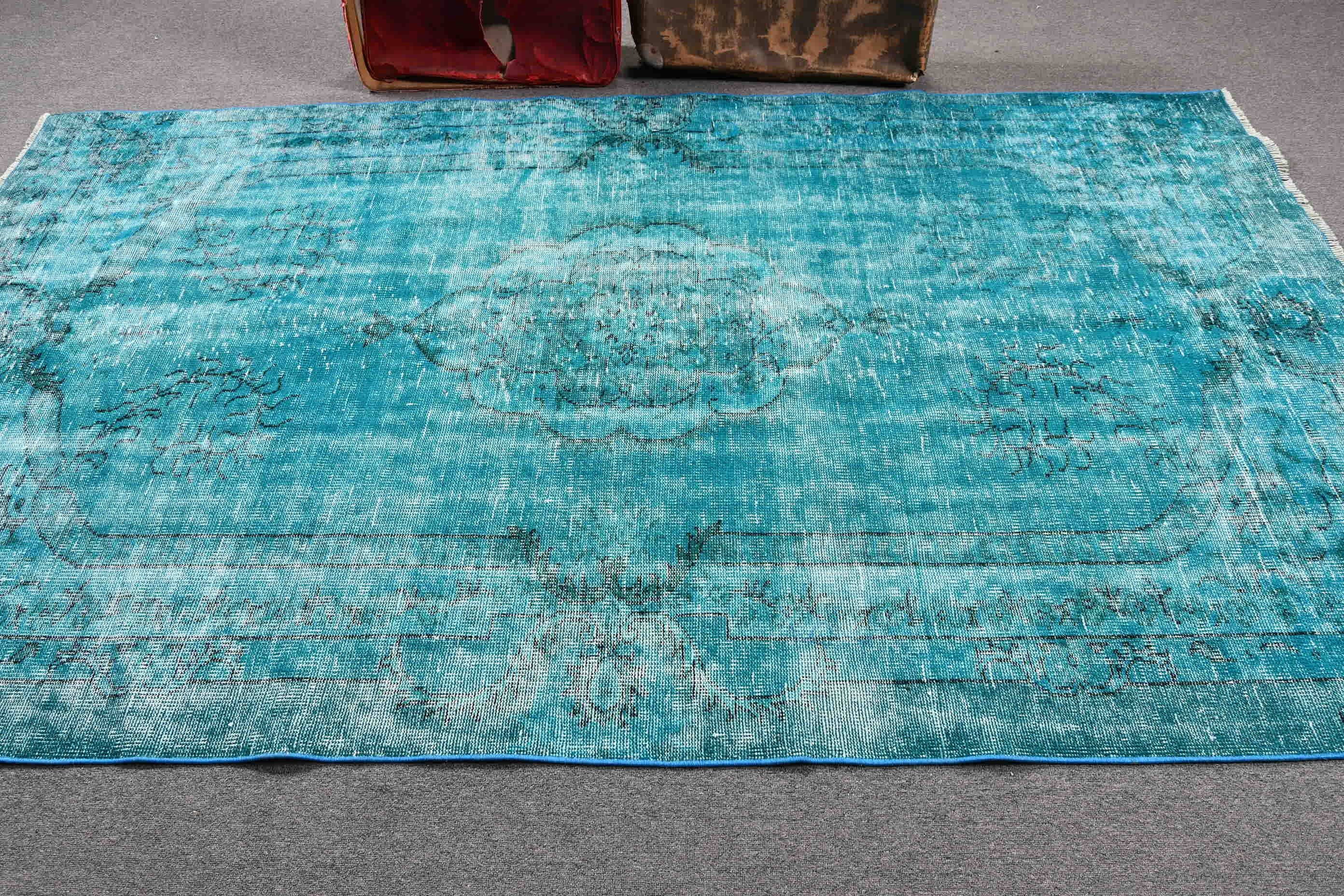 Salon Rug, Vintage Rug, Oriental Rug, 5.6x9.3 ft Large Rug, Rugs for Living Room, Blue Anatolian Rugs, Turkish Rug, Bedroom Rug, Wool Rugs