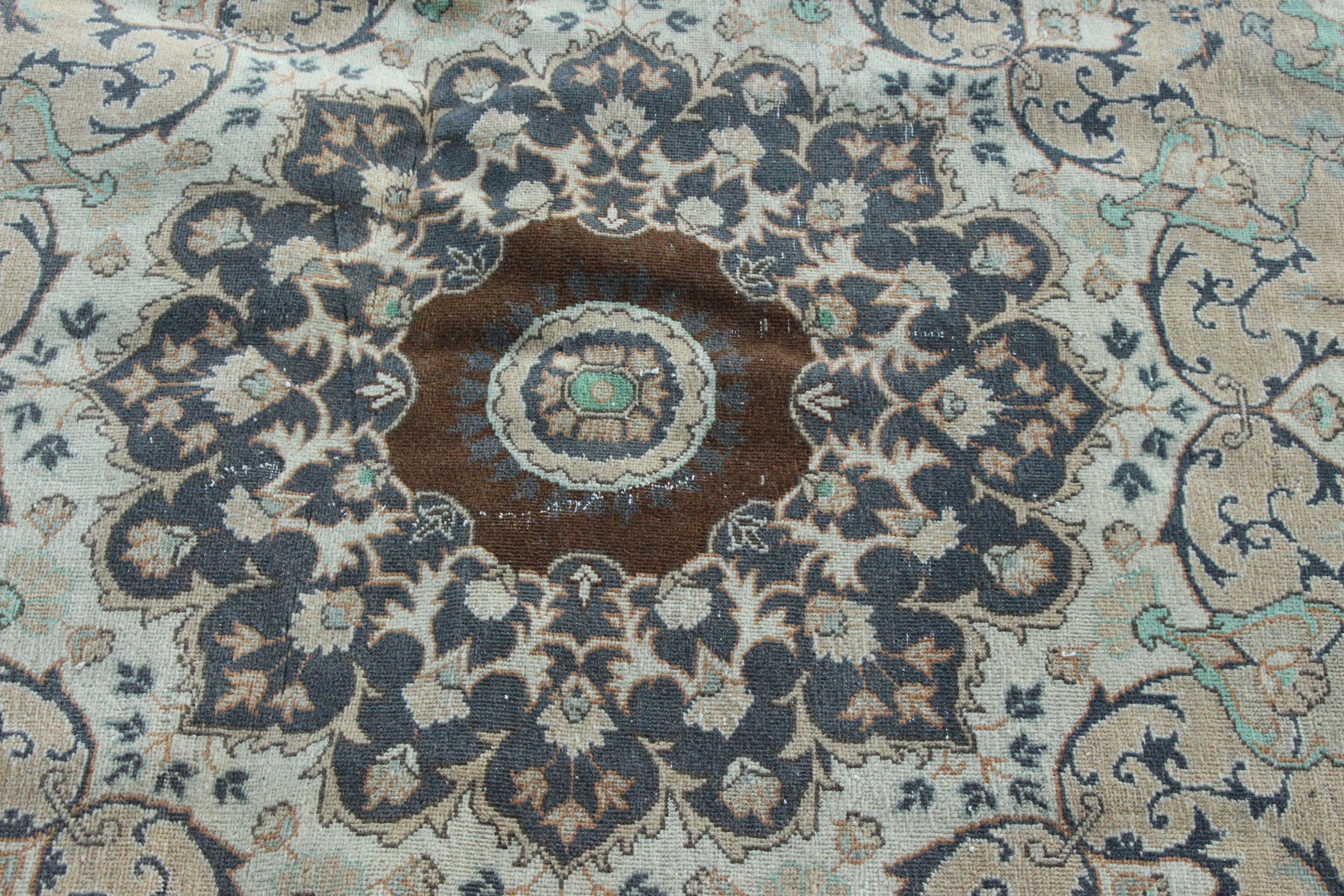 Oushak Halı, Oturma Odası Halısı, 8.2x11.5 ft Büyük Boy Halı, Düz Dokuma Halılar, Türk Halıları, Vintage Halı, Yemek Odası Halısı, Bej Lüks Halı