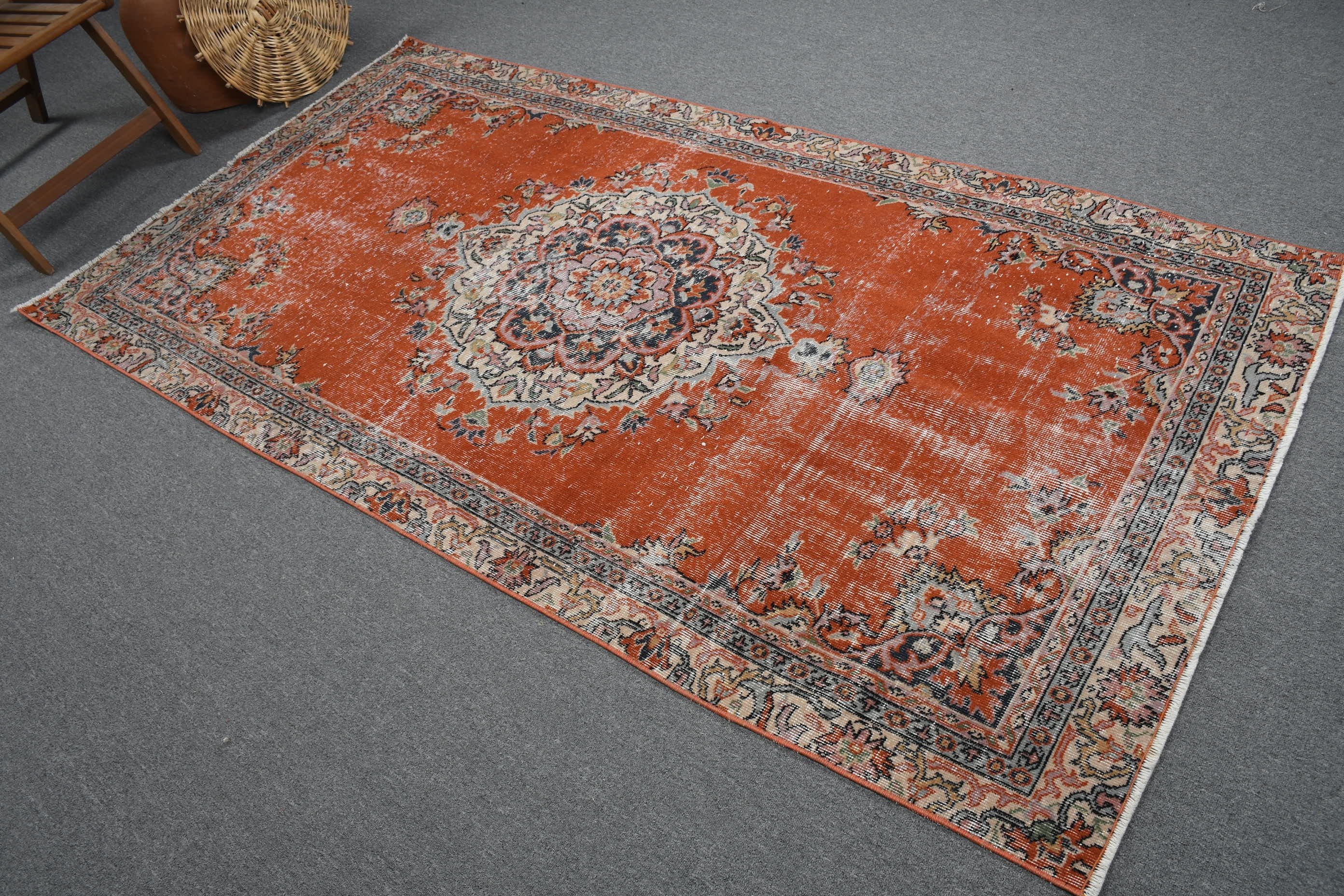 Turkish Rug, Office Rug, Kitchen Rug, Red Home Decor Rug, Living Room Rug, Home Decor Rug, Bedroom Rugs, Vintage Rugs, 4.1x7.9 ft Area Rugs