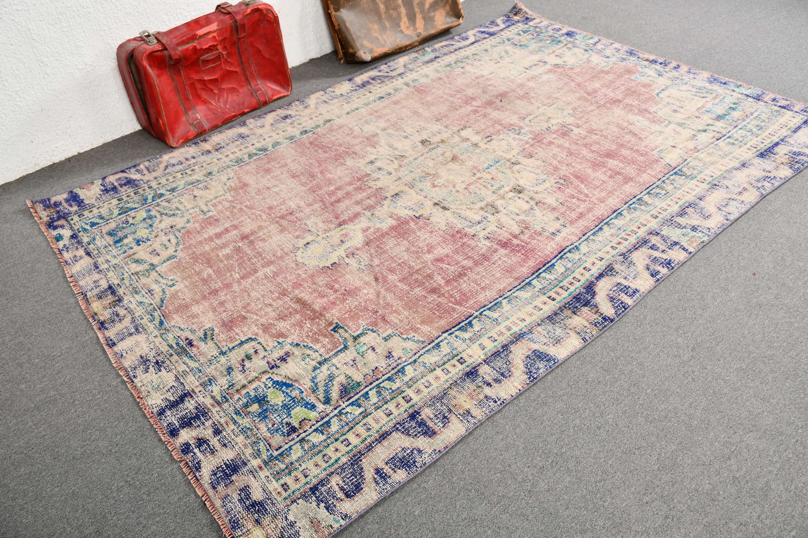 Salon Rug, Wool Rug, Rugs for Salon, Turkish Rug, Vintage Rug, 5.6x8.9 ft Large Rug, Bedroom Rug, Antique Rug, Purple Oriental Rugs