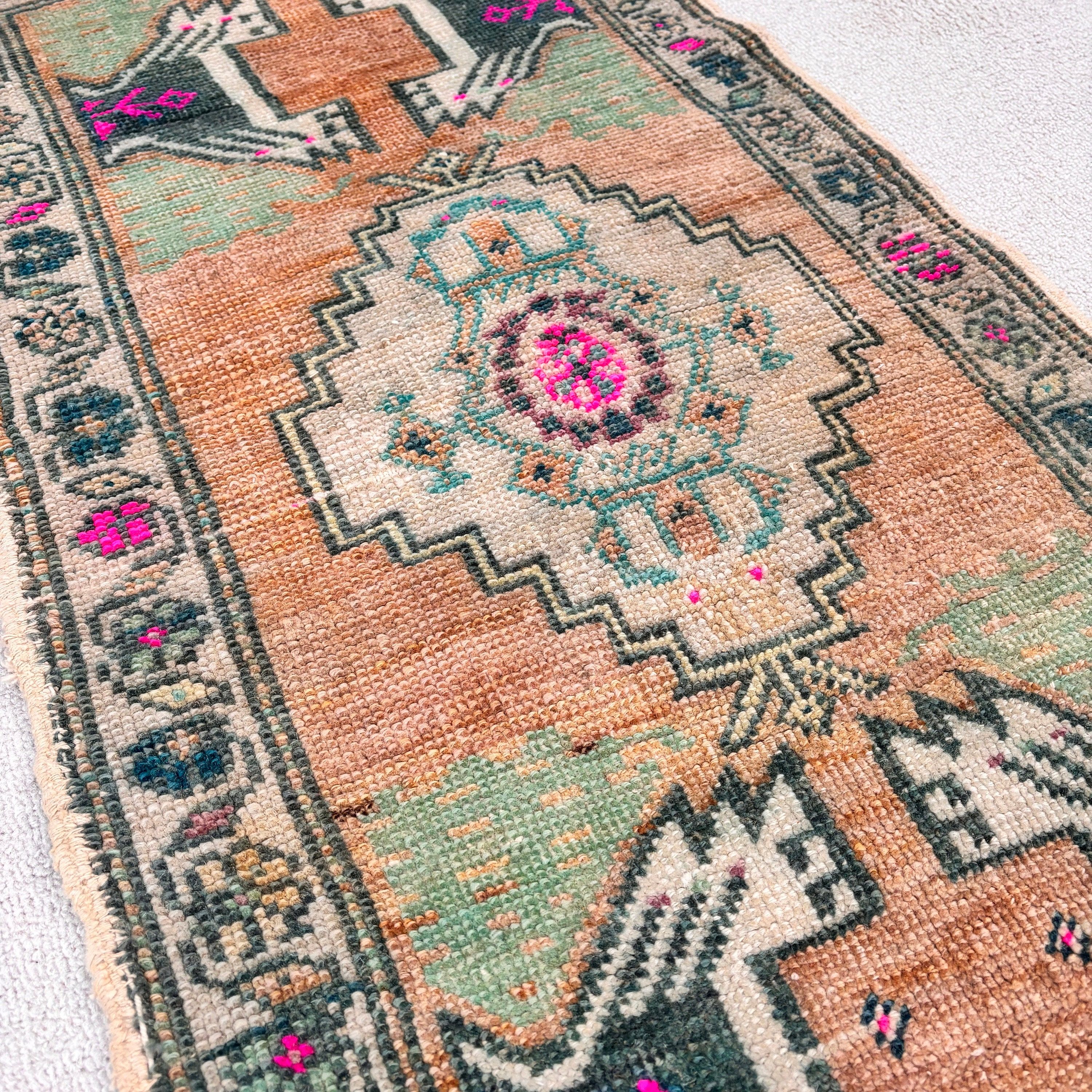 1.7x3.3 ft Small Rugs, Kitchen Rugs, Bathroom Rug, Orange Luxury Rugs, Turkish Rugs, Geometric Rugs, Vintage Rug, Small Vintage Rug