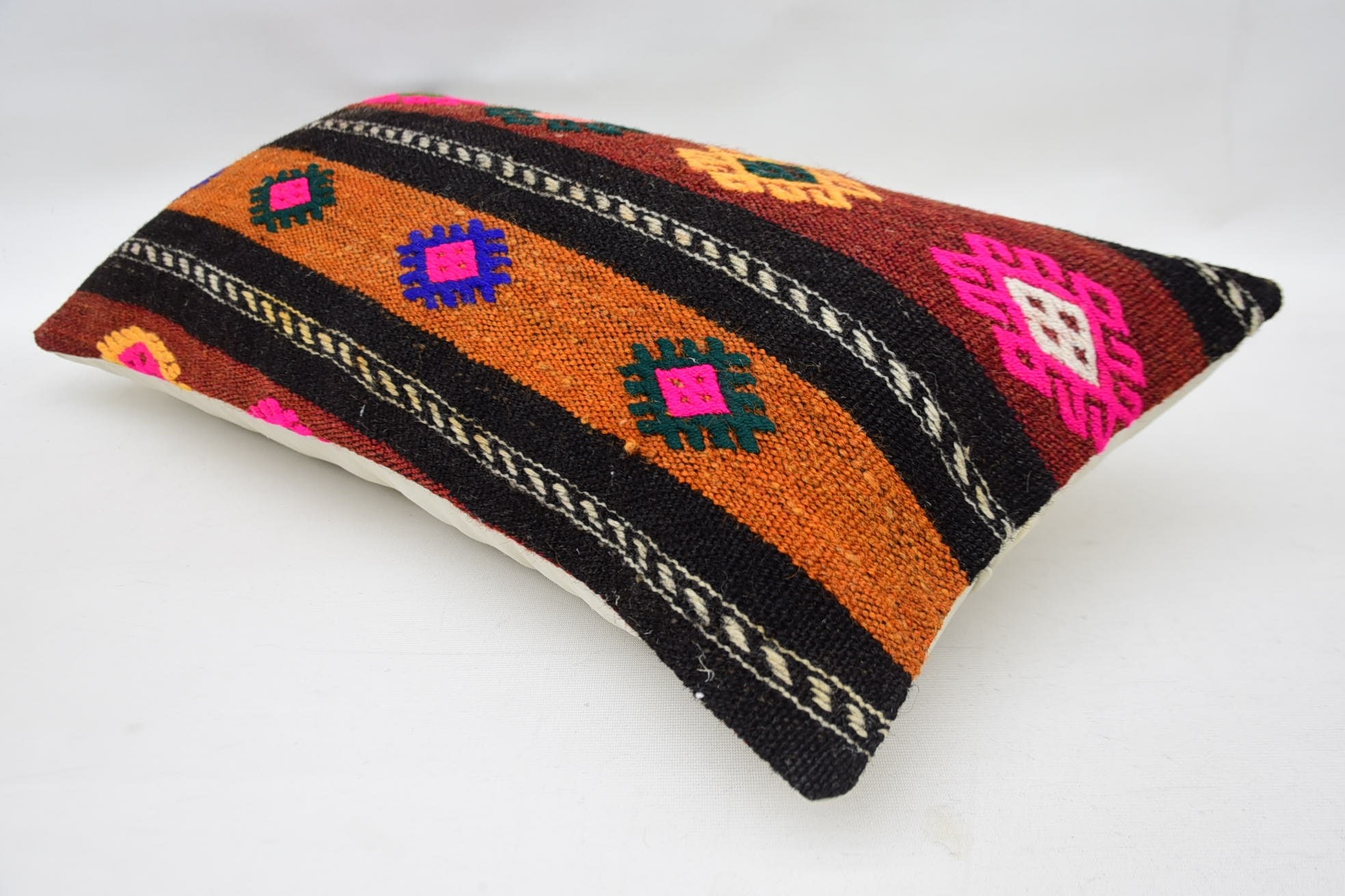 Seat Pillow Cover, 12"x24" Red Cushion Case, Handmade Kilim Cushion, Kilim Pillow Cover, Gift Pillow, Traditional Pillow