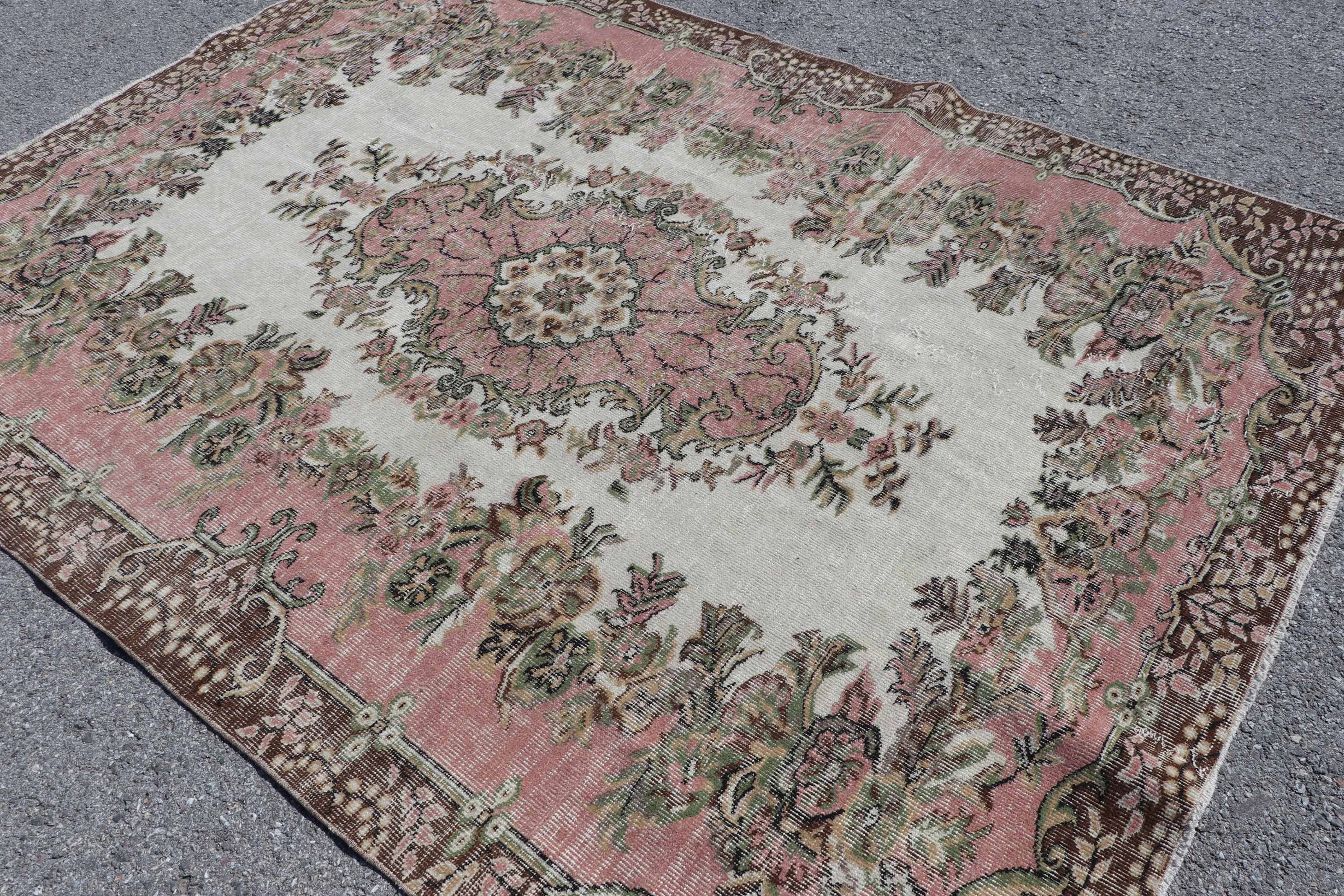 Vintage Rug, Wool Rug, Living Room Rugs, Oriental Rug, 6x8.2 ft Large Rug, Turkish Rug, Pink Anatolian Rug, Art Rugs, Dining Room Rug