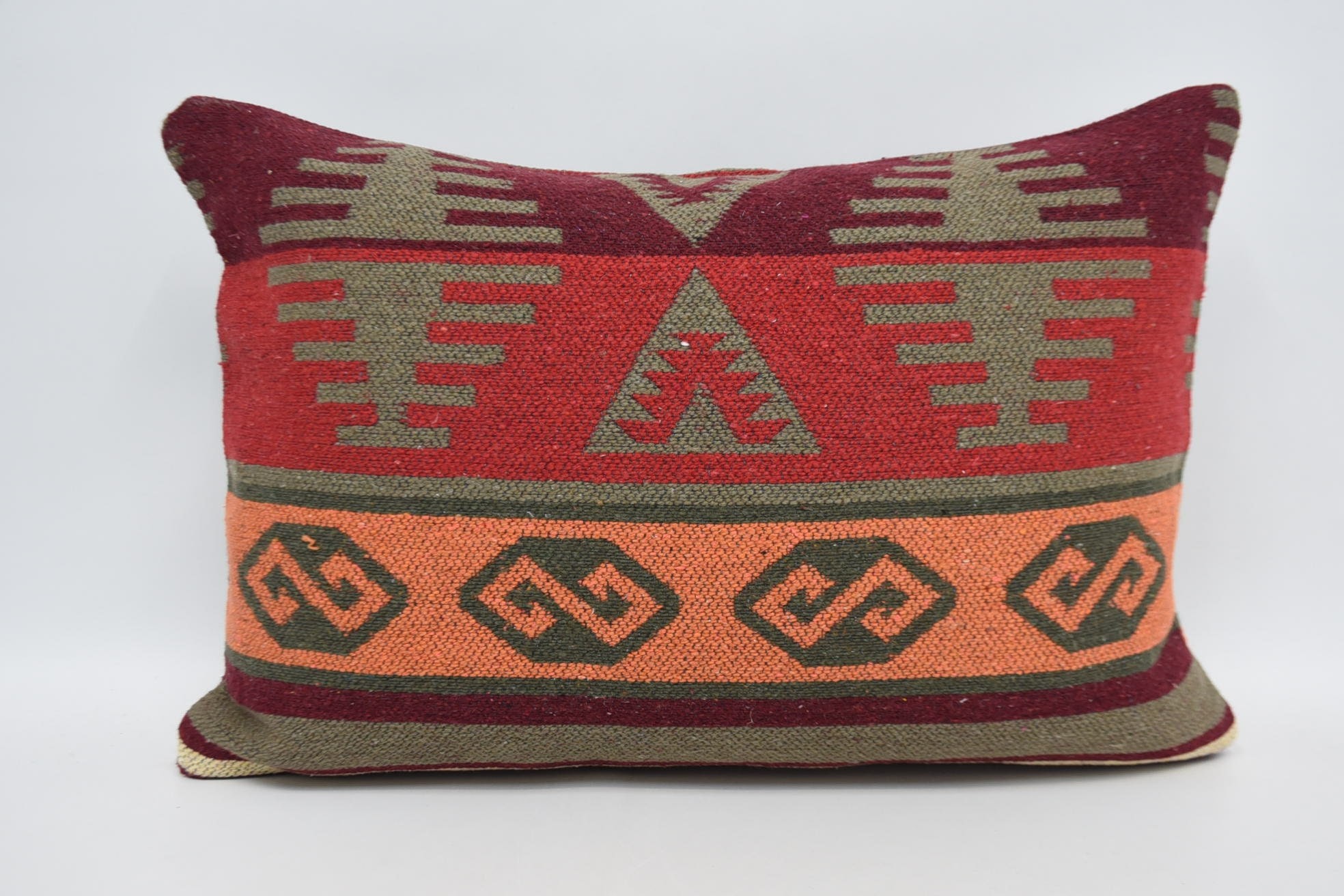 16"x24" Orange Pillow, Interior Designer Pillow, Kilim Pillow, Tribal Pillow Cover, Throw Kilim Pillow, Anatolian Pillow Sham