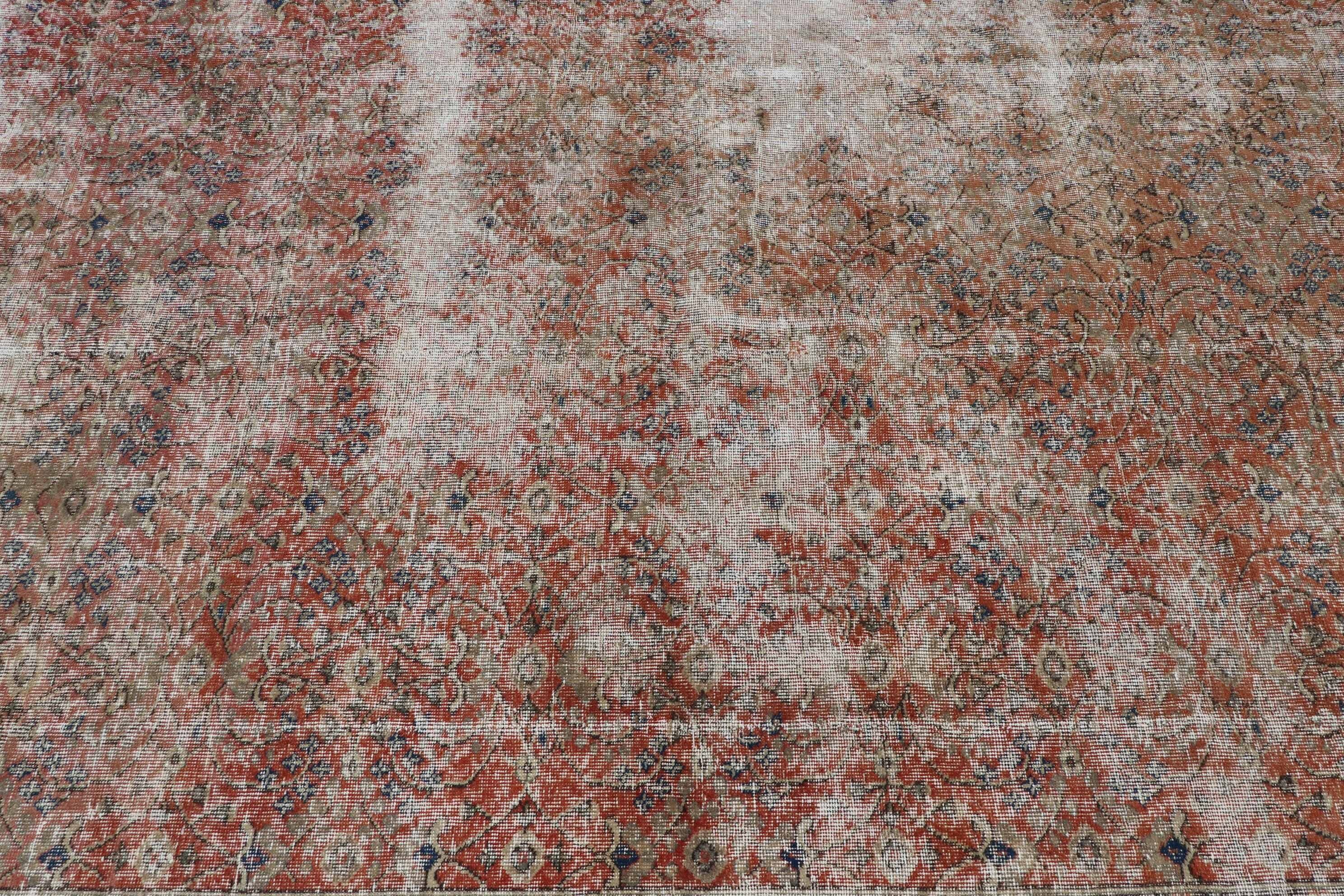 Saloon Rug, Turkish Rug, Home Decor Rug, Natural Rugs, Orange Floor Rugs, Moroccan Rugs, 7.2x10.3 ft Oversize Rugs, Vintage Rug, Salon Rugs