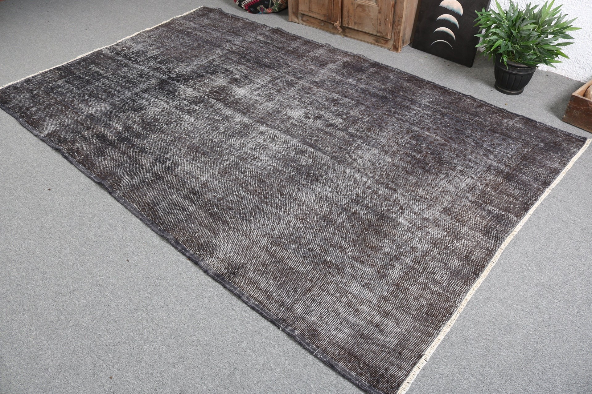 Handwoven Rugs, Dining Room Rugs, Gray Cool Rug, Turkish Rug, 5.5x8.8 ft Large Rug, Statement Rug, Large Oushak Rug, Vintage Rug, Floor Rug