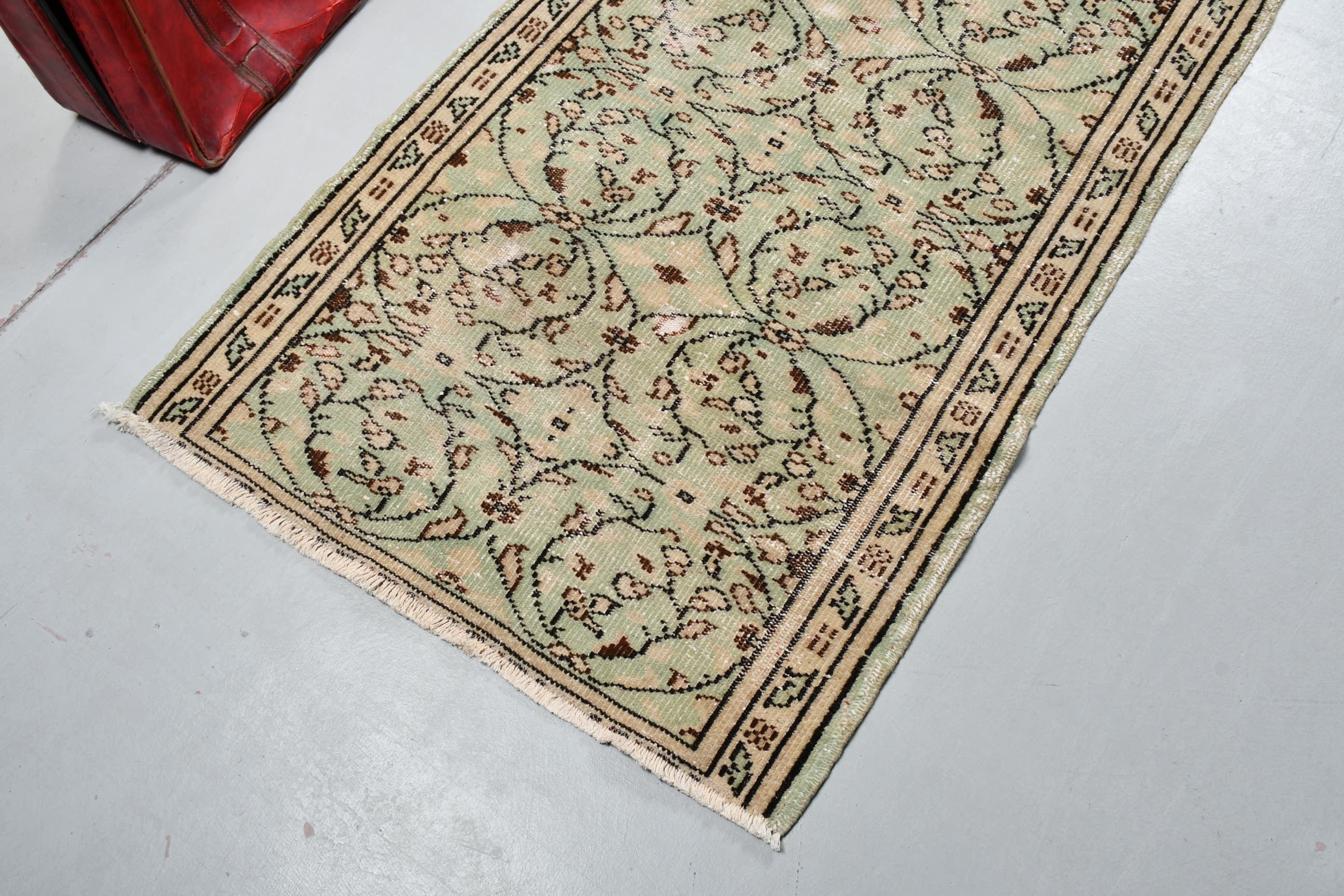 Kitchen Rugs, Vintage Rug, Bedroom Rugs, Turkish Rug, Green Antique Rug, Oushak Rugs, 2.8x6.3 ft Accent Rugs, Rugs for Entry, Nomadic Rug