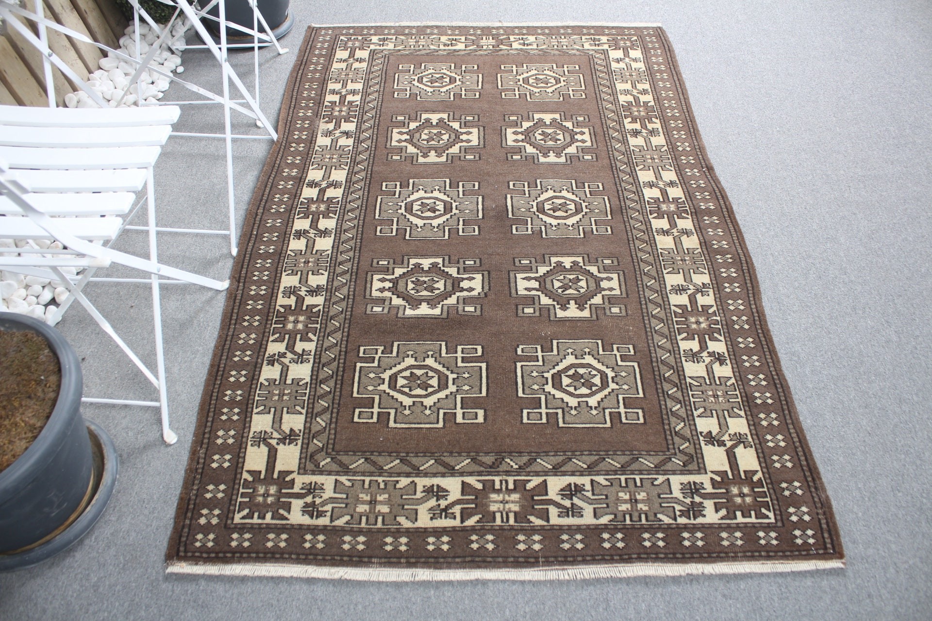 Brown Home Decor Rug, Vintage Rug, Nursery Rug, Turkish Rugs, Home Decor Rugs, Art Rug, Living Room Rug, 3.9x6.2 ft Area Rug