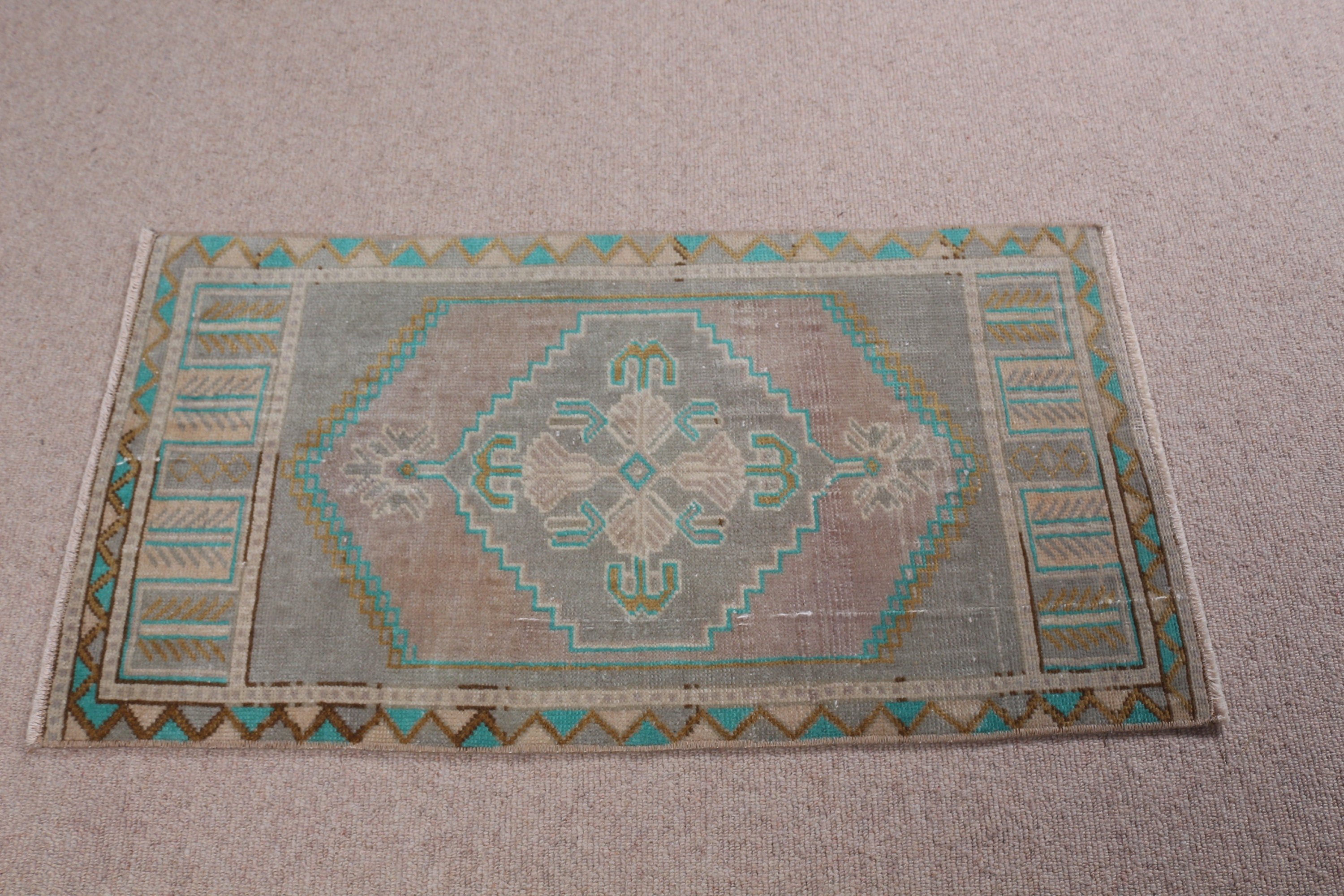 Nursery Rugs, Kitchen Rug, Bathroom Rug, Vintage Rugs, Home Decor Rugs, Green  1.5x2.9 ft Small Rugs, Office Rug, Turkish Rug