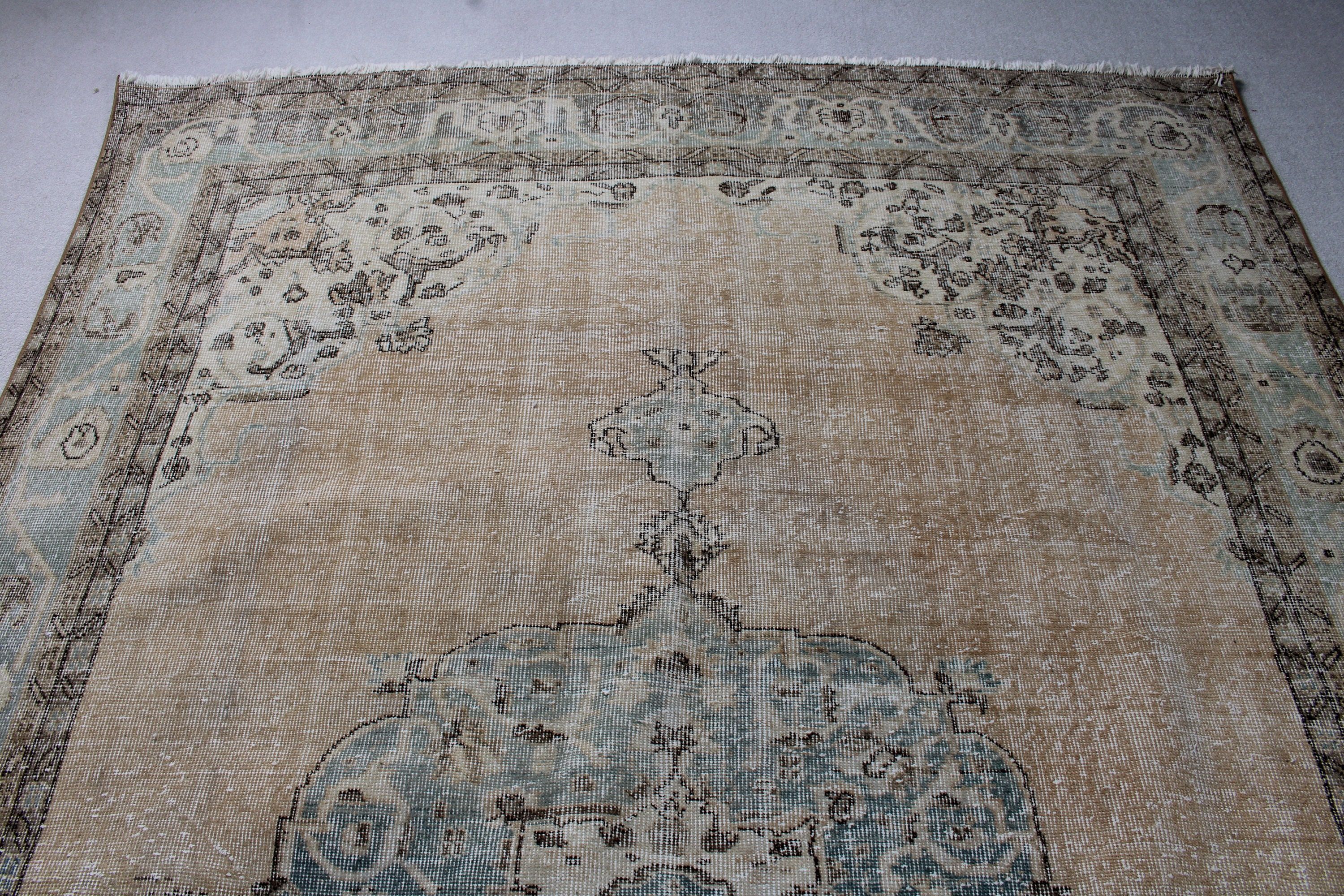 Vintage Halılar, Turuncu Mutfak Halıları, 7x10.8 ft Büyük Boy Halı, Salon Halısı, Salon Halısı, Anadolu Halısı, Boho Halıları, Türk Halısı