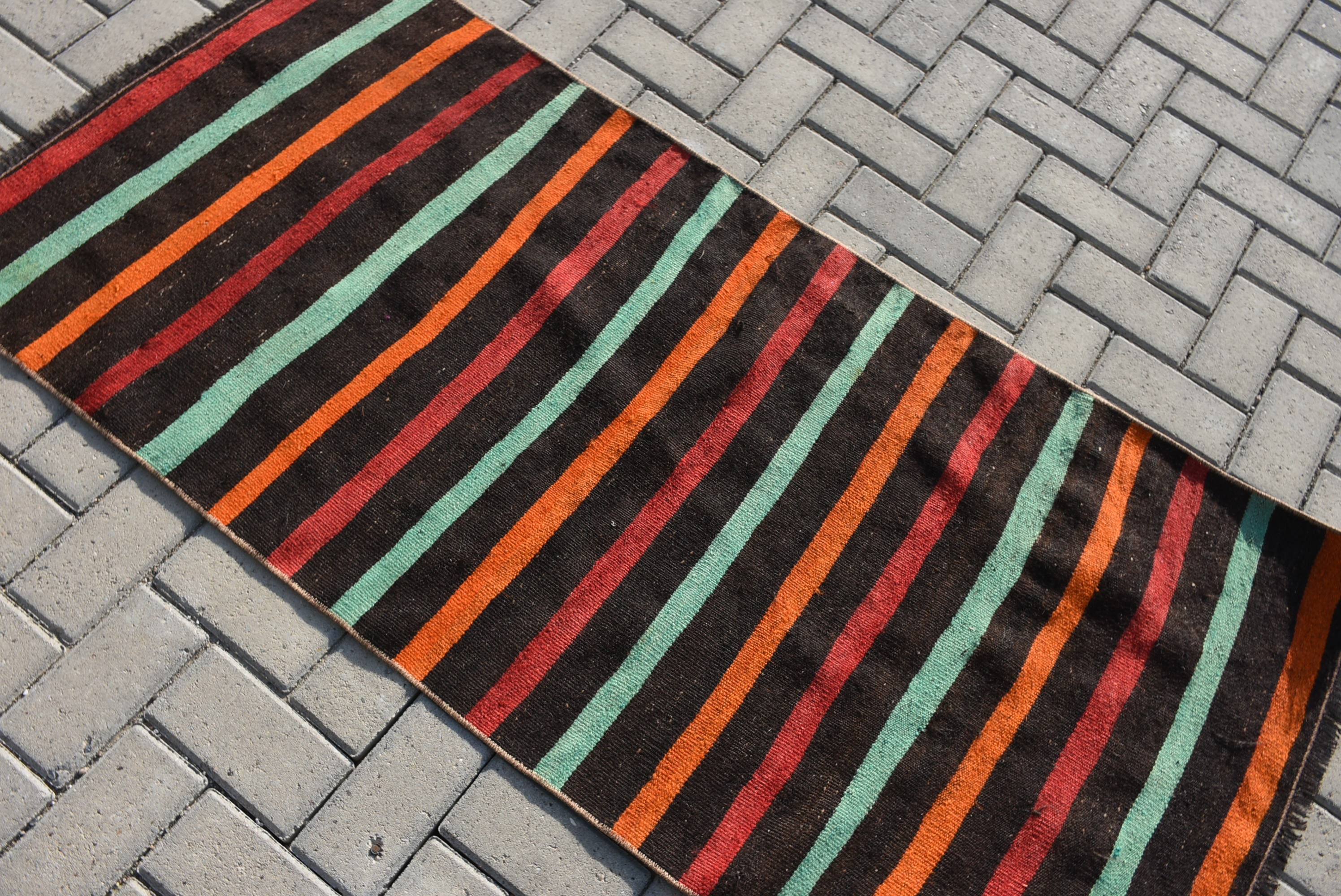 Office Rug, Cool Rug, Turkish Rug, 2.6x5.4 ft Small Rug, Black Floor Rug, Vintage Rugs, Door Mat Rugs, Kilim, Bedroom Rug, Oushak Rug