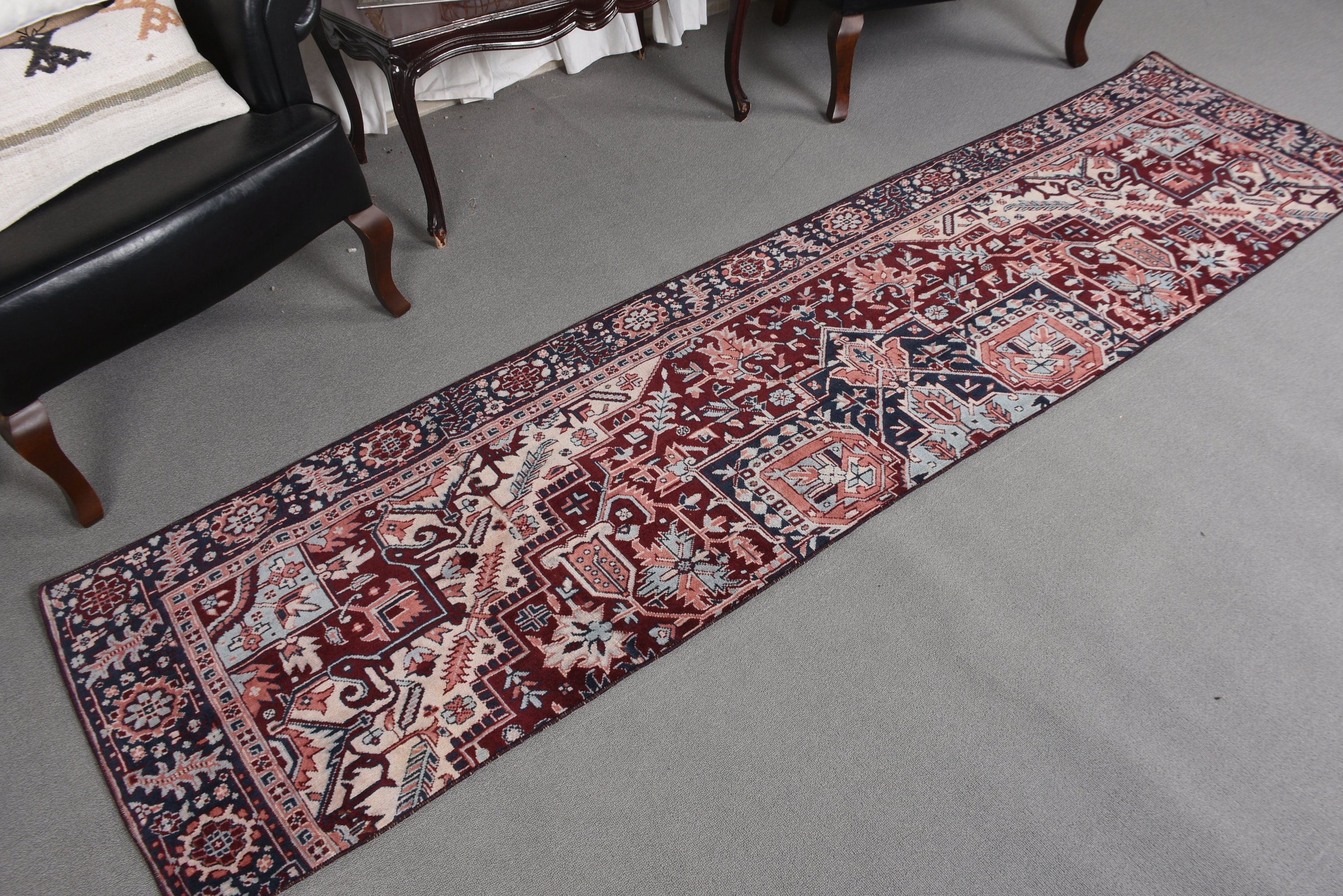 Düz Dokuma Halı, Vintage Halılar, Mor Nötr Halı, Türk Halısı, 2.2x9 ft Runner Halısı, Koridor Halısı, Yatak Odası Halıları, Beni Ourain Runner Halısı