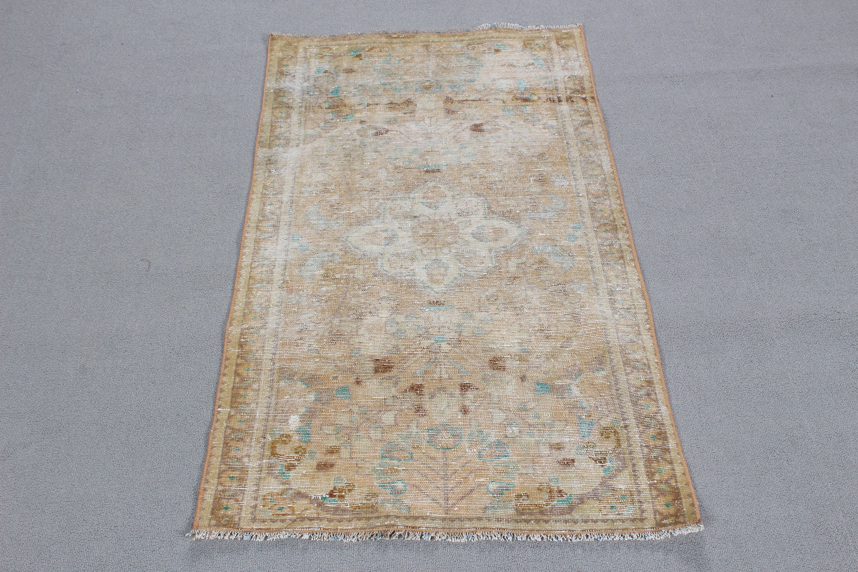 Küçük Boho Halıları, Paspas Halıları, Dış Mekan Halıları, Lüks Halı, Vintage Halı, Türk Halısı, Yatak Odası Halıları, Bej 2.2x3.9 ft Küçük Halı