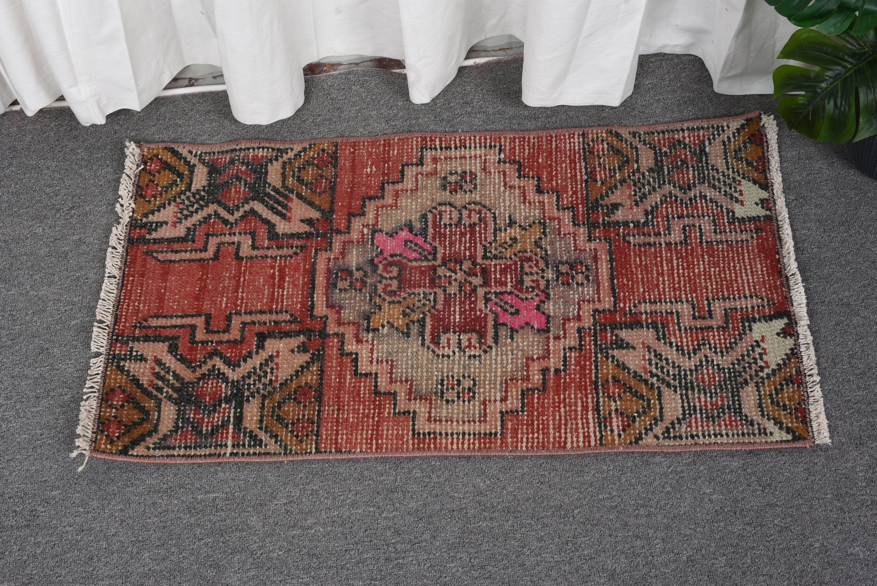 Red Kitchen Rug, Entry Rug, 1.4x2.6 ft Small Rugs, Floor Rug, Wall Hanging Rugs, Moroccan Rug, Rugs for Entry, Turkish Rugs, Vintage Rugs
