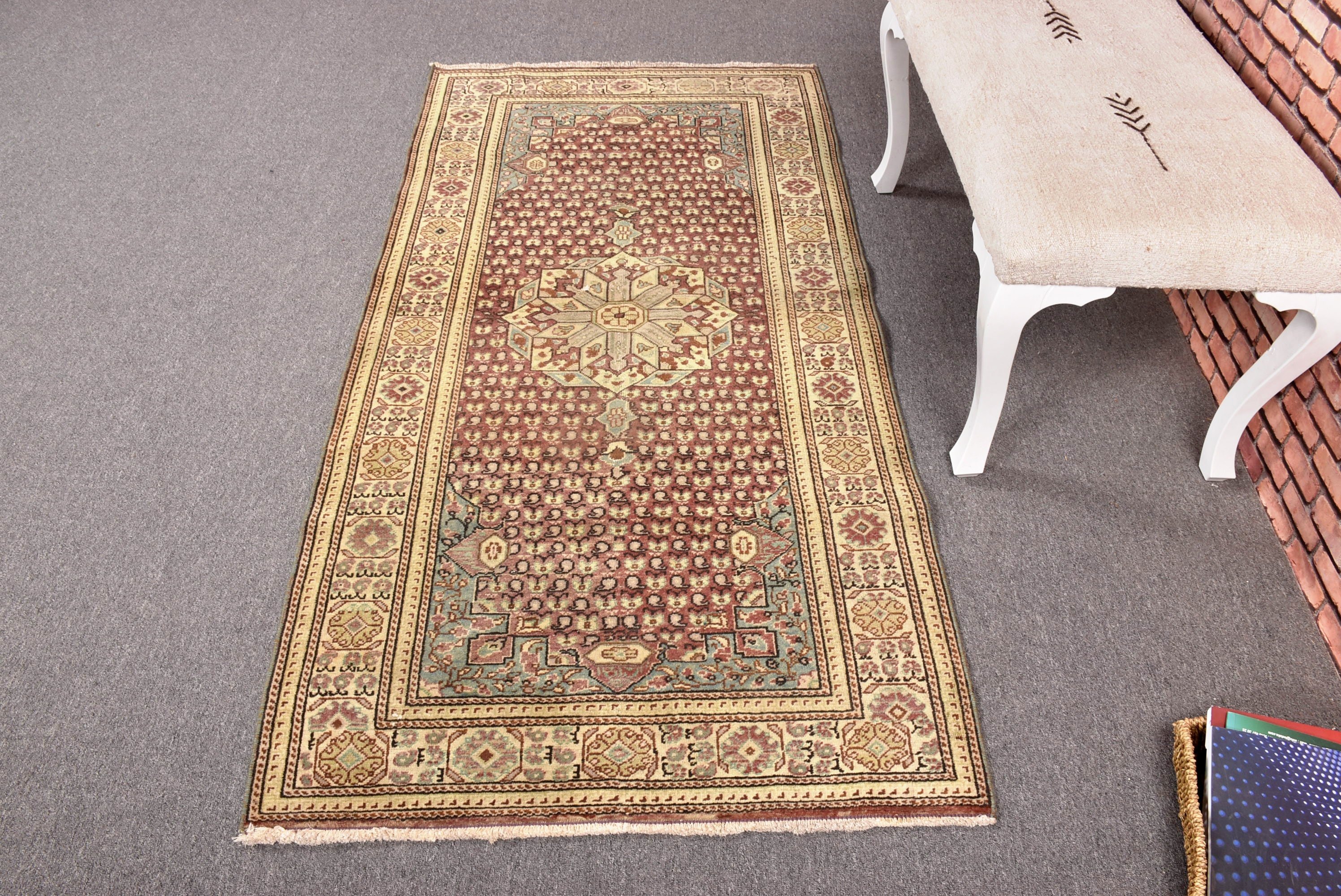 Türk Halısı, Yatak Odası Halıları, Vintage Halılar, Yatak Odası Halıları, 3,2x6,4 ft Aksan Halıları, Mor Oryantal Halılar, Yer Halıları, Açıklama Halısı