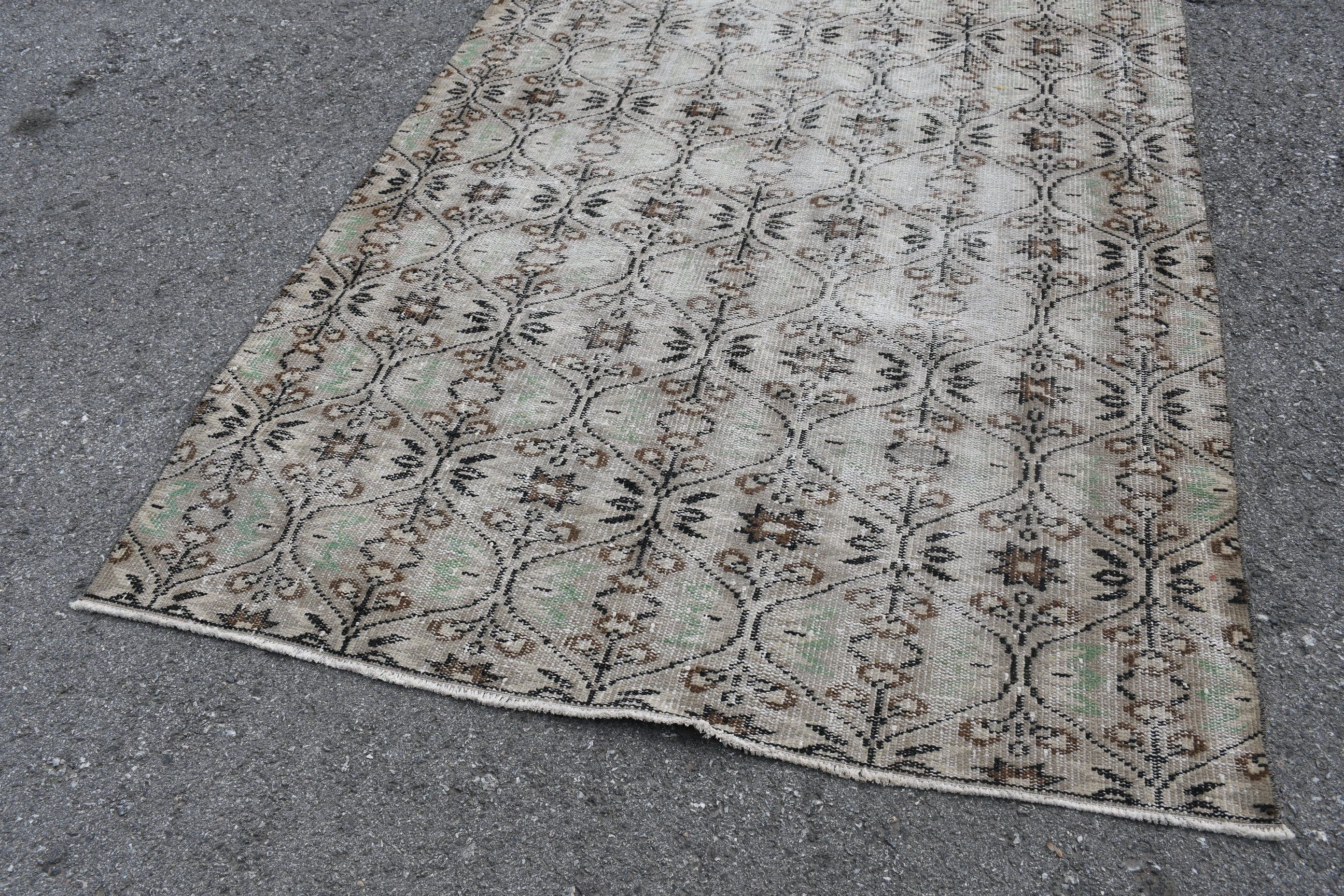 Brown Cool Rug, Indoor Rug, Abstract Rug, Vintage Rug, Turkish Rugs, Rugs for Bedroom, Cool Rugs, 4.9x7.3 ft Area Rug