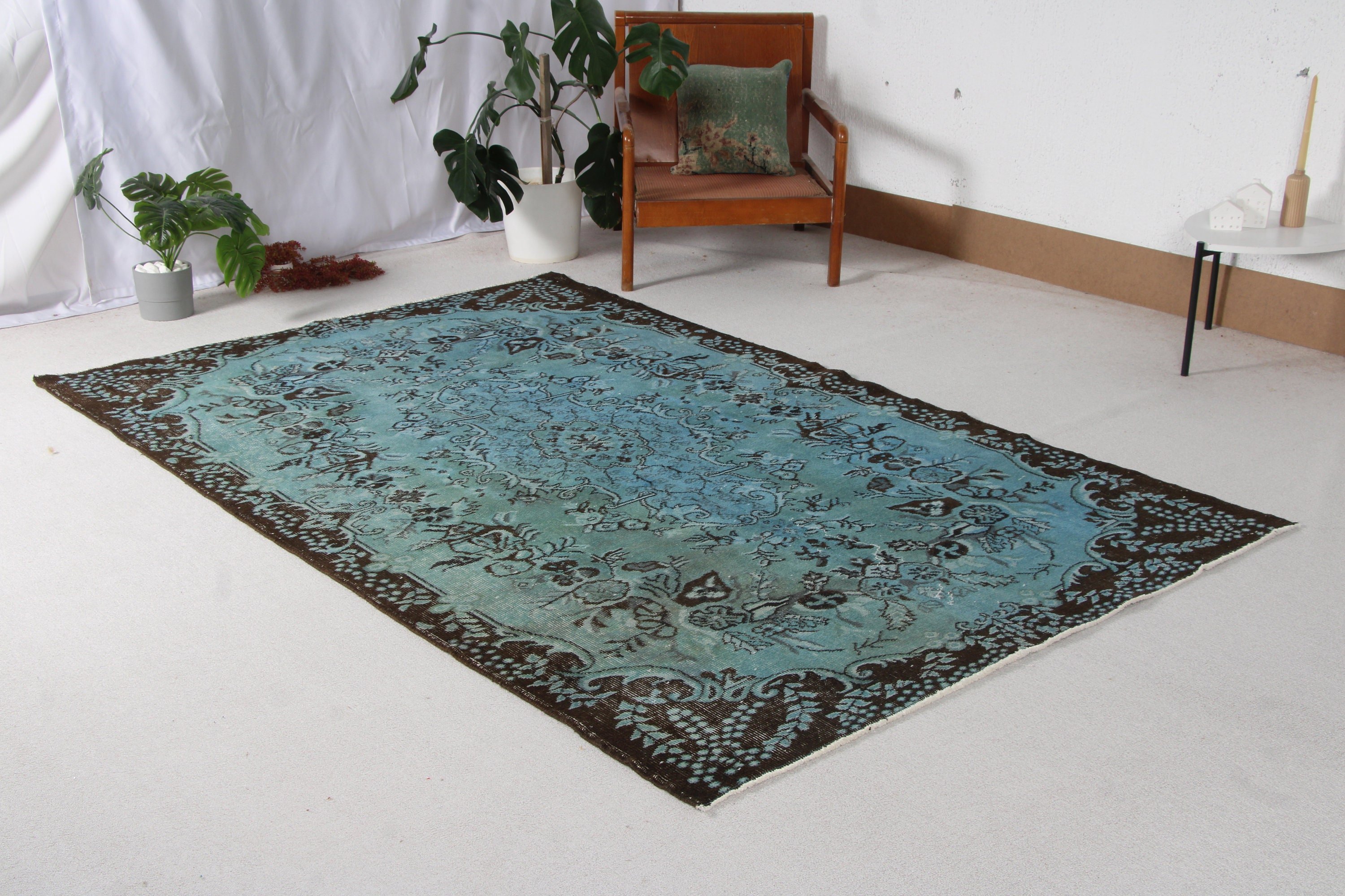 Living Room Rugs, Turkish Rug, Salon Rug, Blue Bedroom Rug, Home Decor Rug, Vintage Rugs, Oriental Rug, Handmade Rugs, 5.3x8.5 ft Large Rug