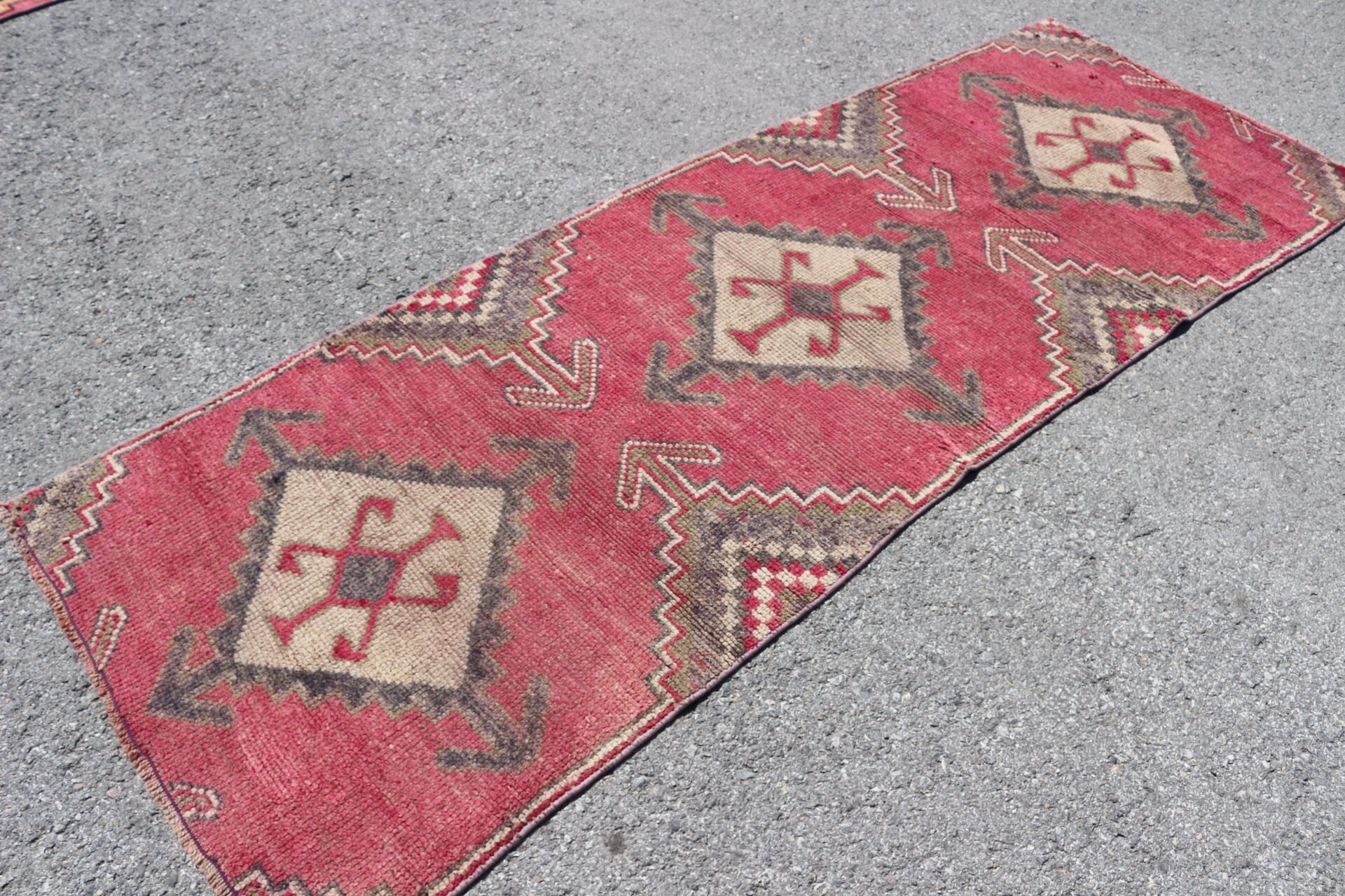 Pink Floor Rug, Turkish Rug, Moroccan Rugs, 3.1x8.3 ft Runner Rug, Stair Rug, Rugs for Kitchen, Kitchen Rug, Vintage Rug, Oushak Rugs