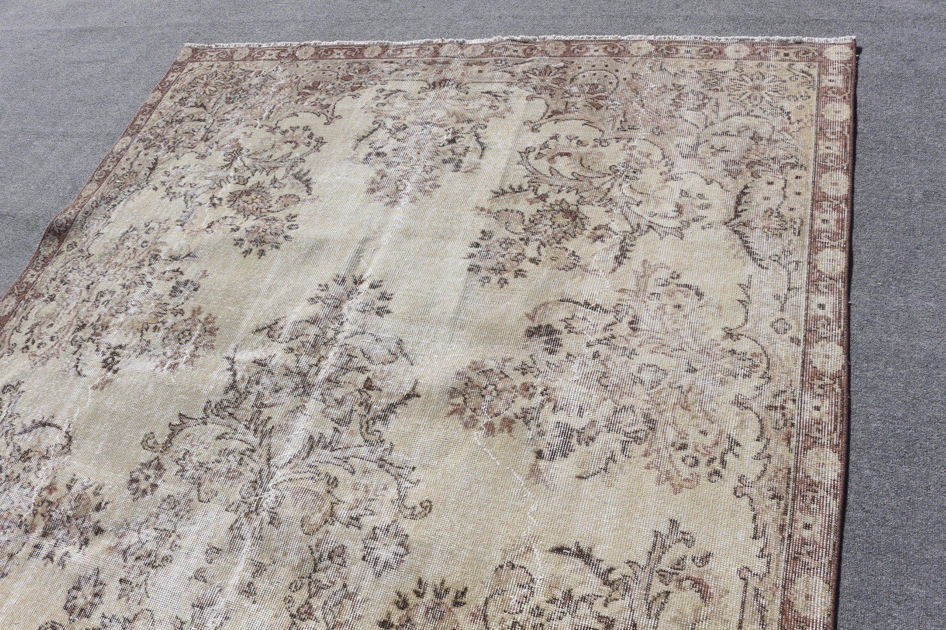 Floor Rugs, Wool Rugs, Rugs for Dining Room, Brown  6.3x9.9 ft Large Rug, Bedroom Rug, Vintage Rugs, Salon Rug, Turkish Rug