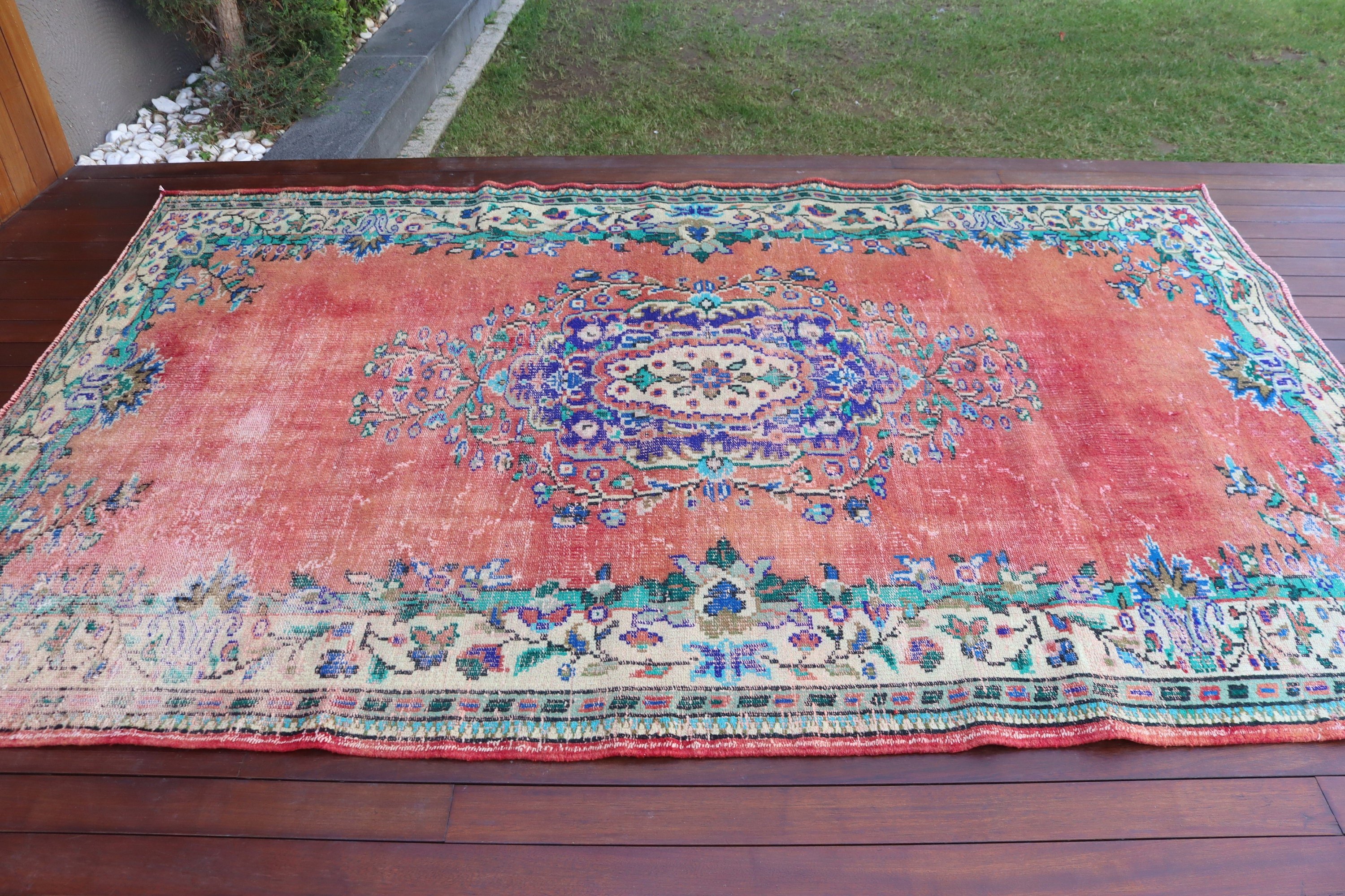 Red Wool Rugs, 5.9x9.1 ft Large Rugs, Turkish Rugs, Modern Rug, Vintage Rugs, Bedroom Rugs, Large Vintage Rug, Rugs for Large Boho