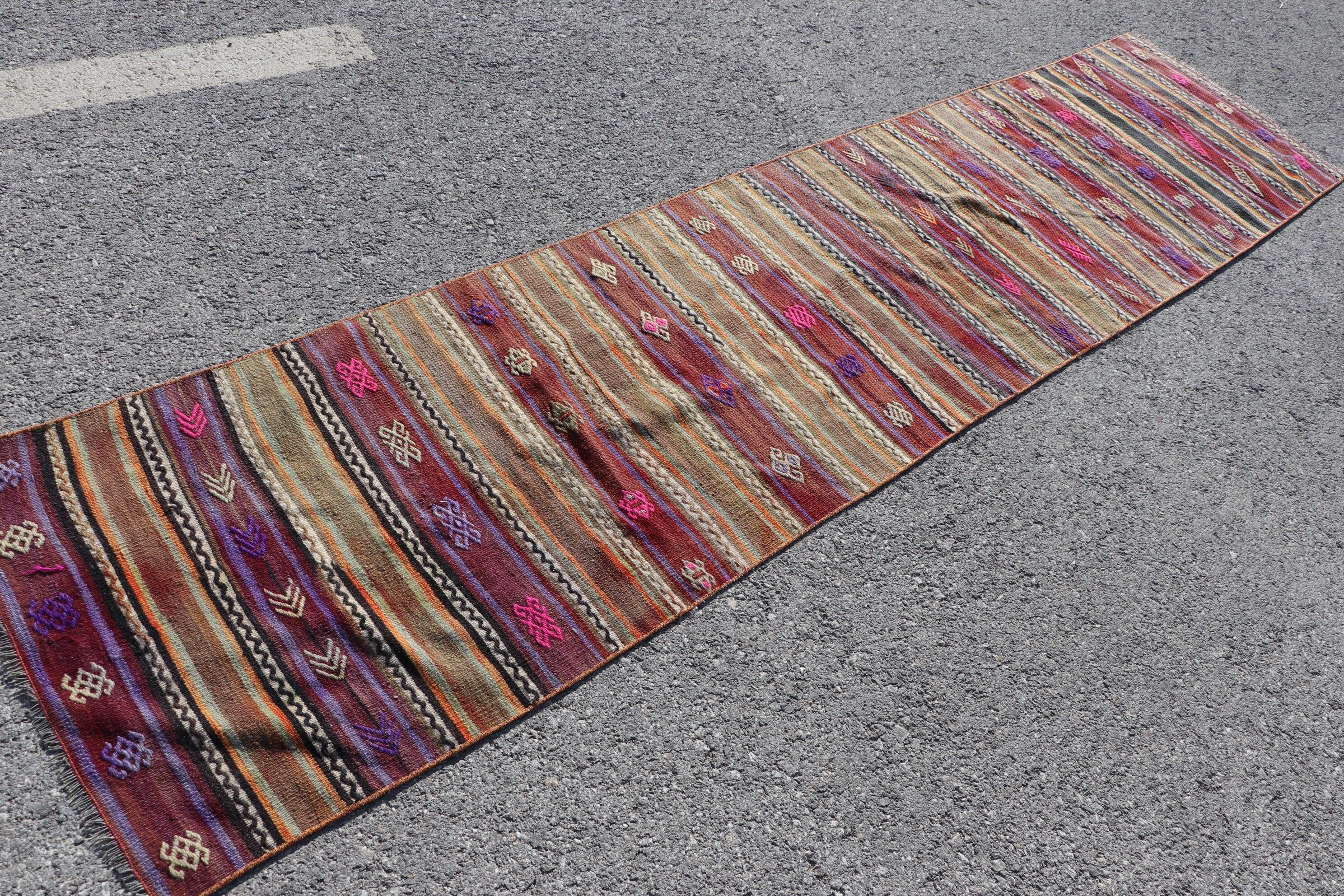 Home Decor Rugs, Hallway Rug, 2.3x10.6 ft Runner Rug, Cute Rug, Brown Cool Rug, Kilim, Bedroom Rugs, Vintage Rug, Corridor Rug, Turkish Rug