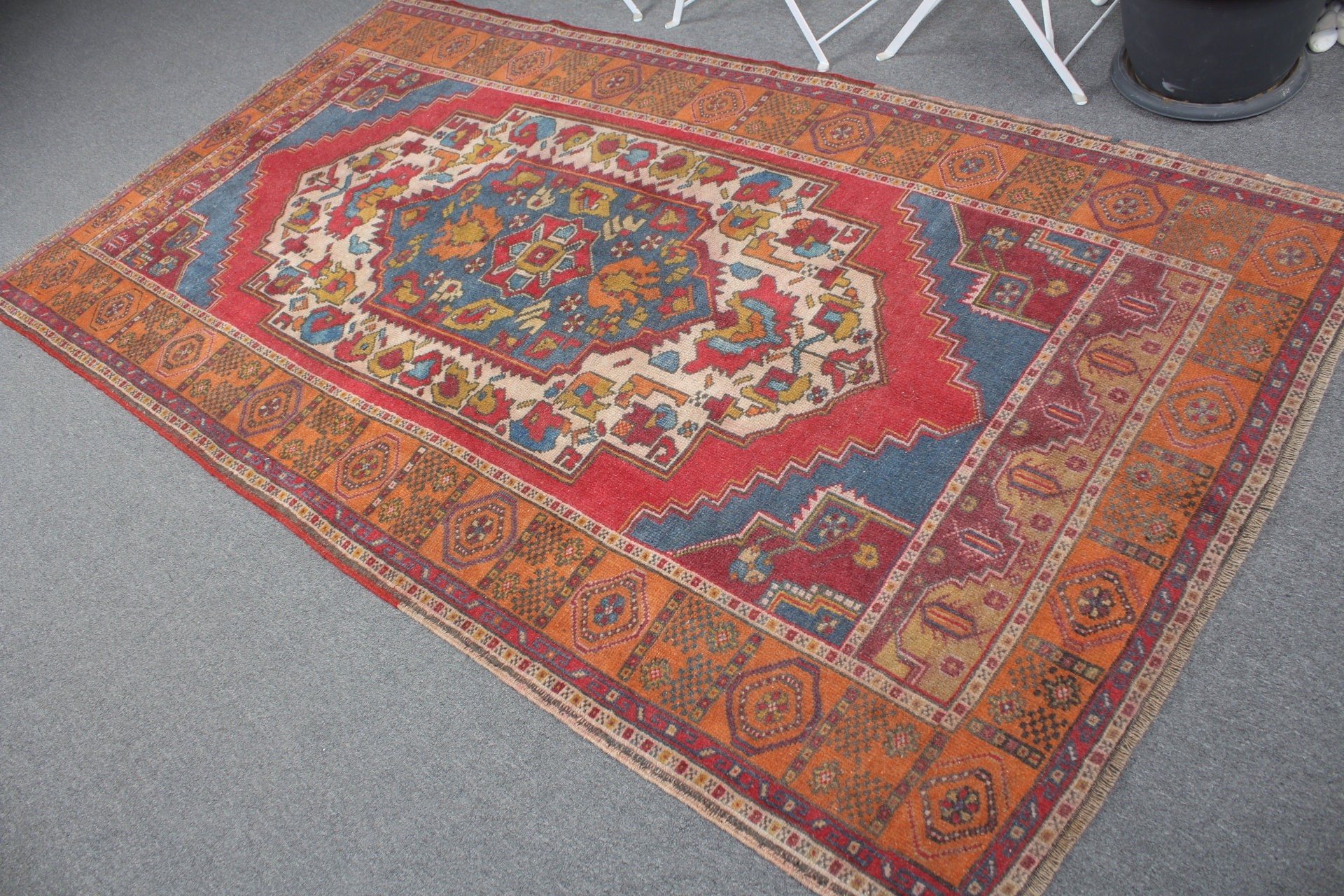 Oriental Rug, Rugs for Dining Room, Turkish Rug, Bedroom Rug, 4.3x8 ft Area Rugs, Vintage Rug, Orange Oushak Rug, Floor Rug