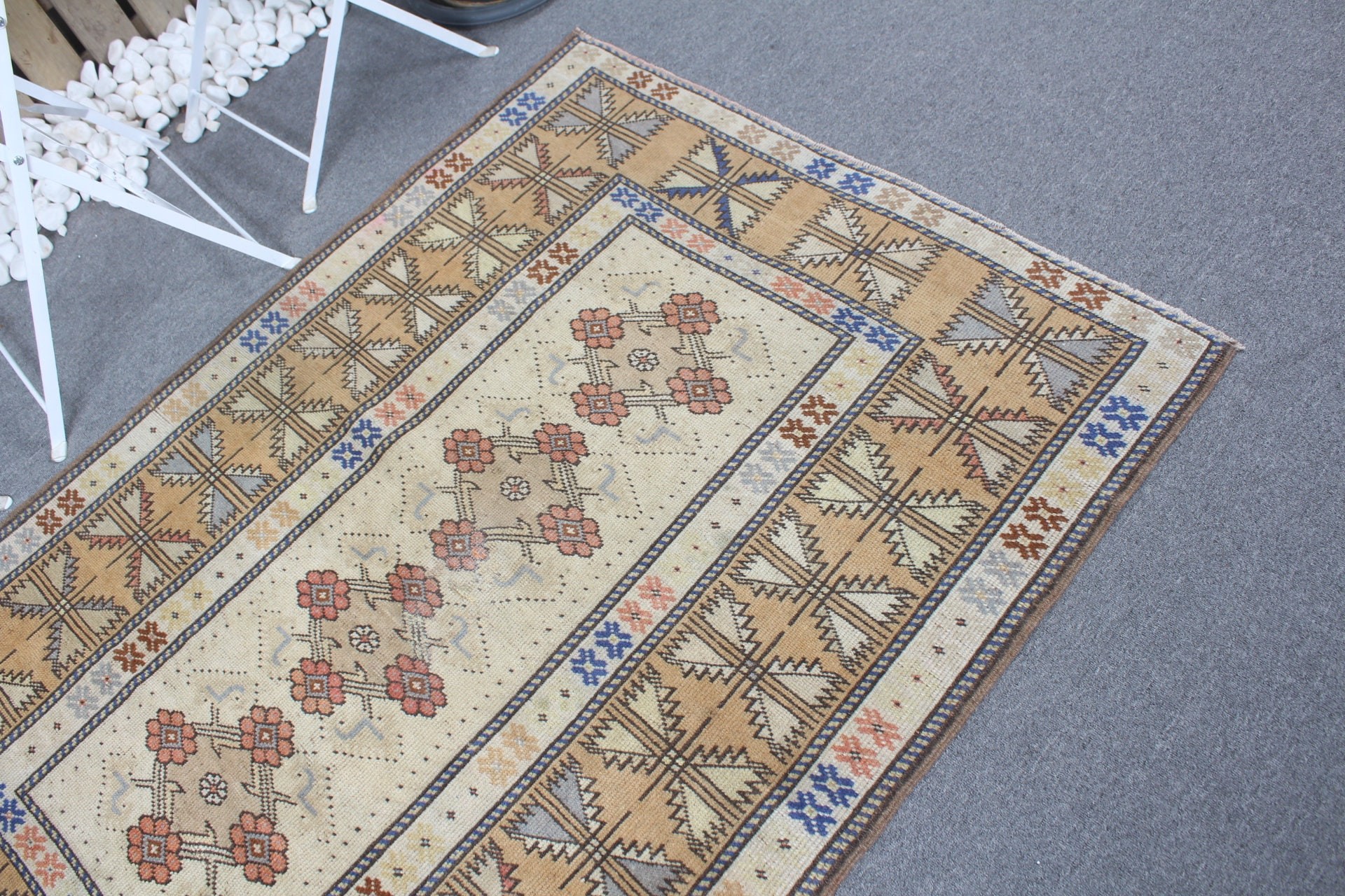 Rugs for Nursery, 3.8x5.3 ft Accent Rug, Entry Rug, Beige Floor Rug, Vintage Rug, Floor Rugs, Turkish Rug, Kitchen Rug, Oushak Rugs