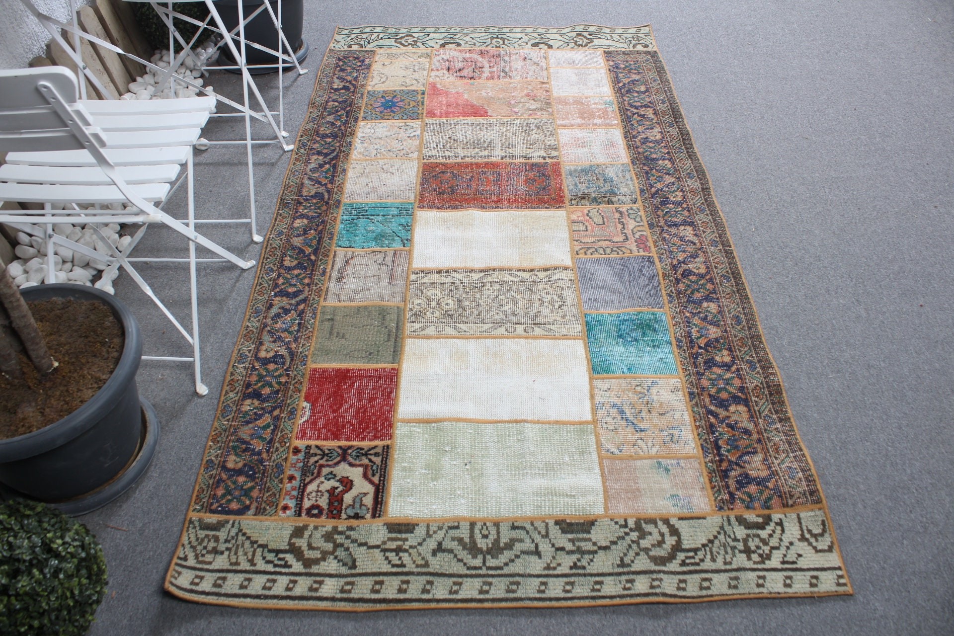 4x7.4 ft Area Rug, Turkish Rugs, Vintage Rug, Dining Room Rug, Floor Rug, Bedroom Rugs, Rainbow Moroccan Rugs, Rugs for Dining Room