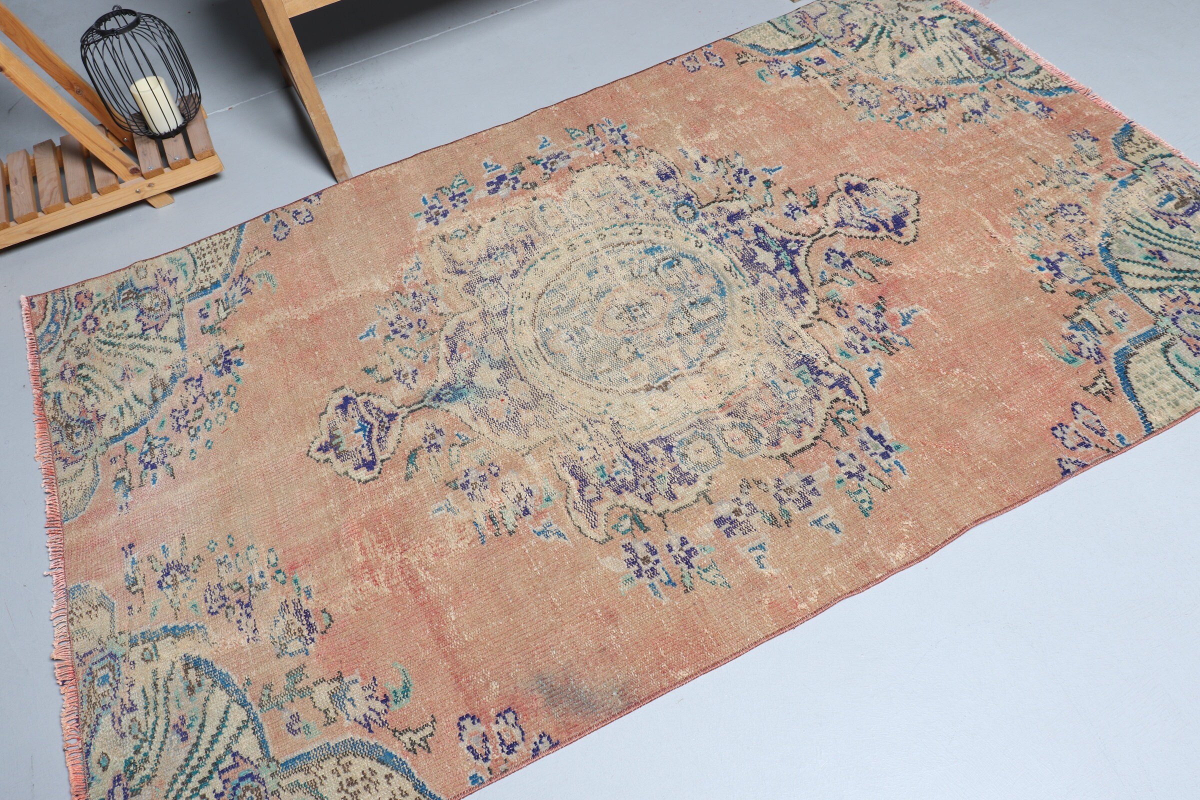 Orange Oushak Rug, Floor Rug, Turkish Rug, Vintage Rugs, Nursery Rugs, Bedroom Rugs, Moroccan Rugs, Home Decor Rugs, 4.4x7.2 ft Area Rugs