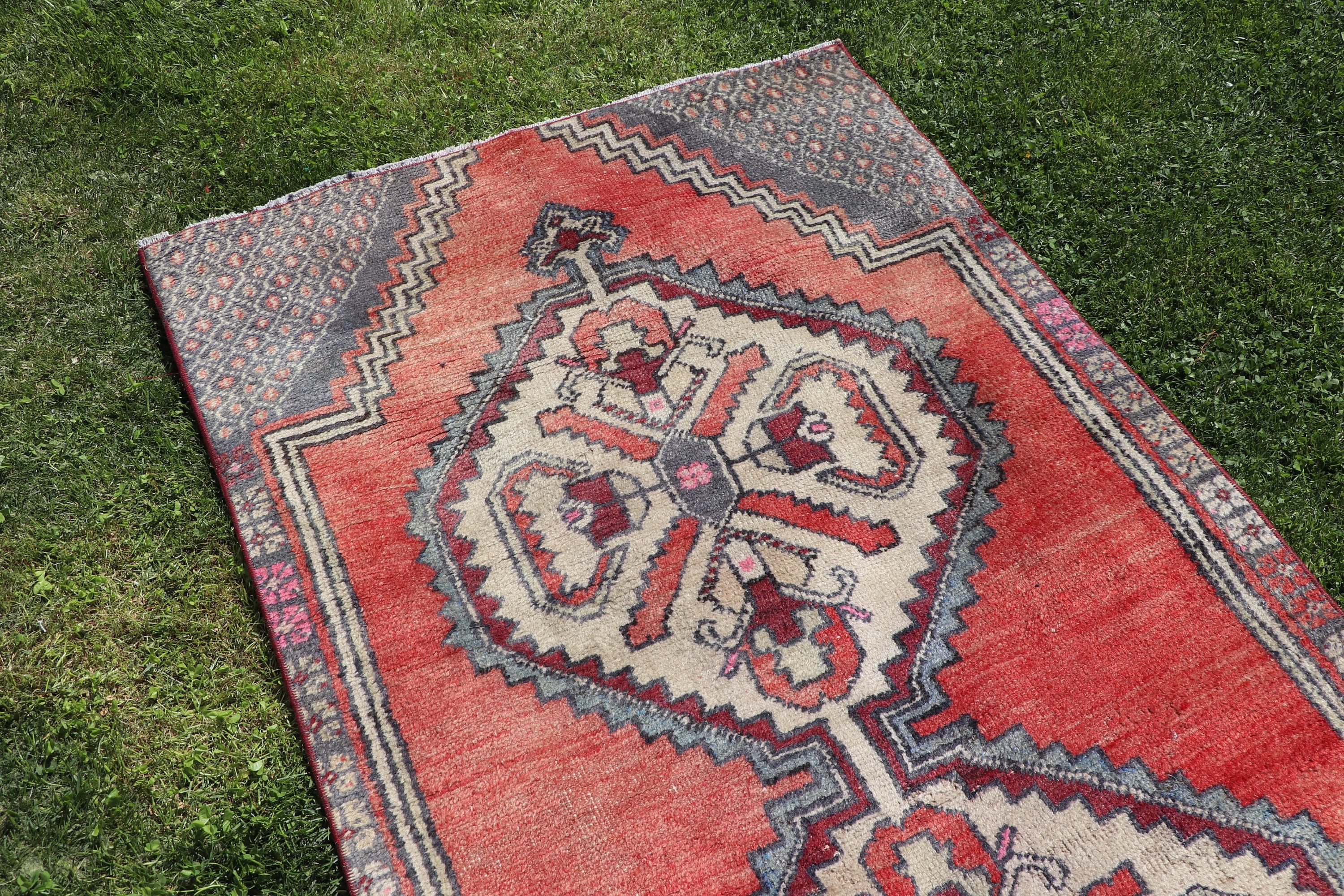 Vintage Accent Rug, Red Bedroom Rugs, Geometric Rug, Antique Rug, Rugs for Bedroom, Turkish Rugs, Vintage Rug, 3.1x6 ft Accent Rug