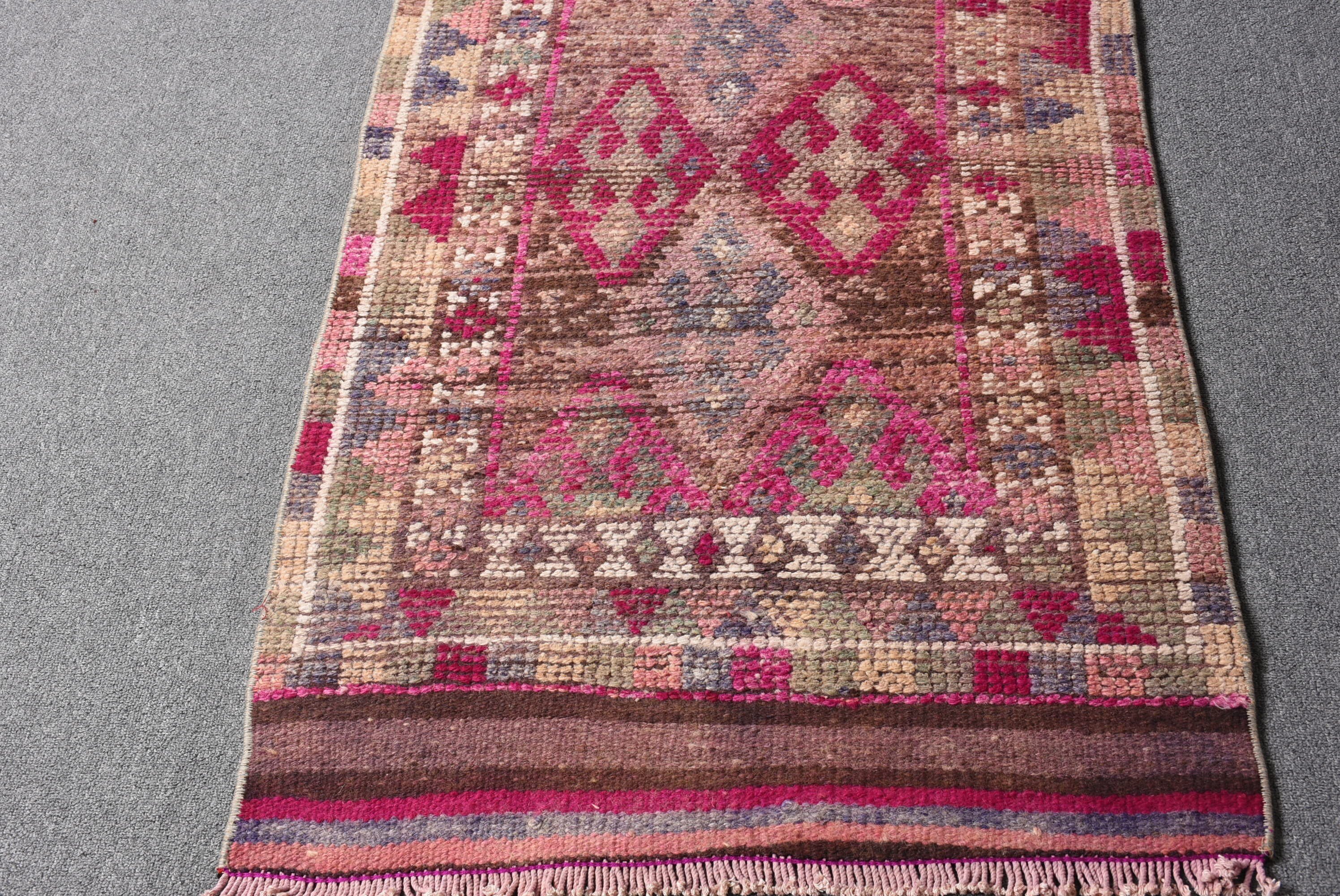 Purple Bedroom Rugs, Rugs for Kitchen, Stair Rug, Cool Rugs, 2.6x11.7 ft Runner Rugs, Antique Rug, Vintage Rugs, Turkish Rug, Corridor Rug