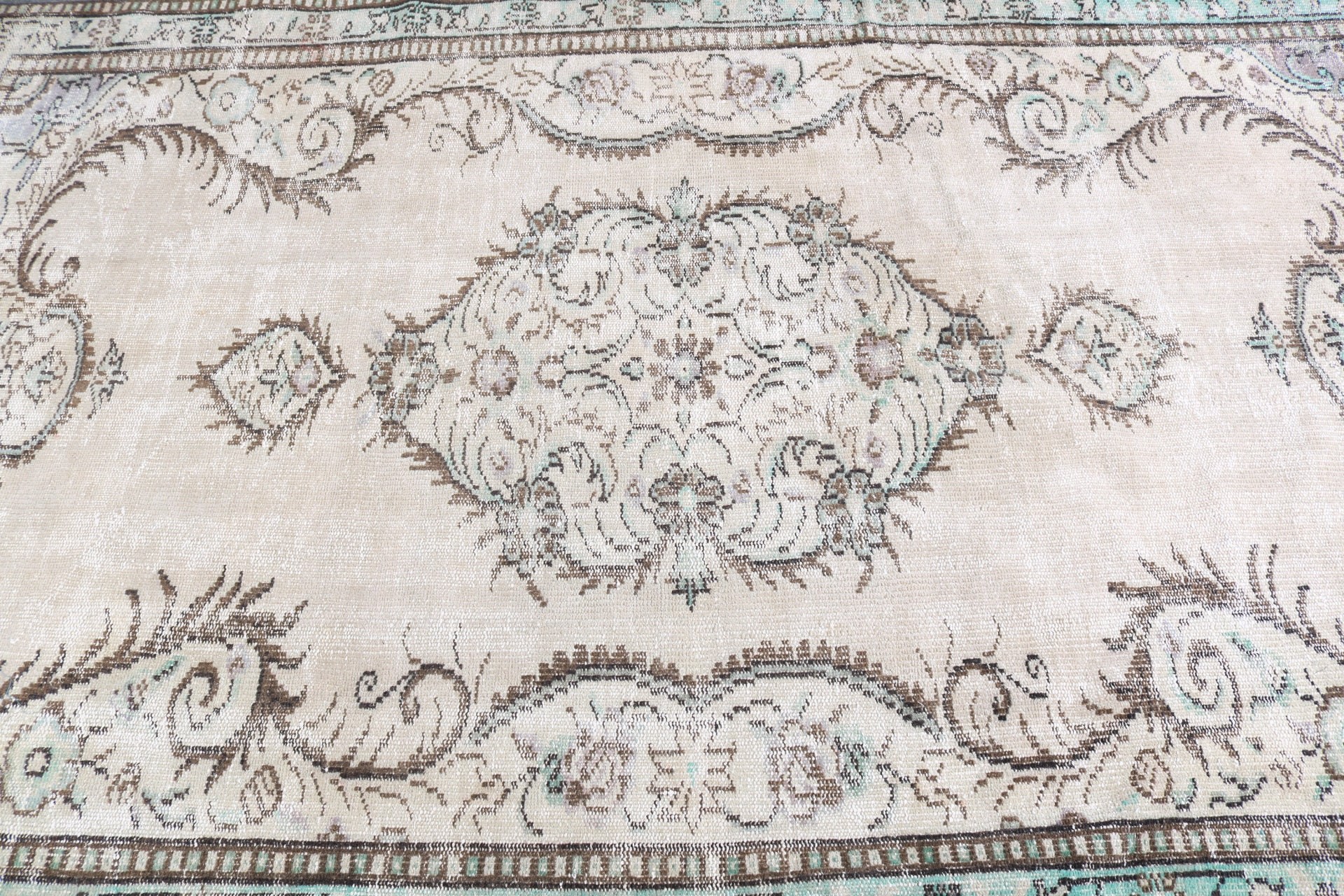 Gri Oushak Halı, Vintage Halı, Sanatsal Halı, 5.2x8.6 ft Büyük Halılar, Salon Halısı, Modern Halılar, Yatak Odası Halısı, Türk Halıları, Büyük Vintage Halılar