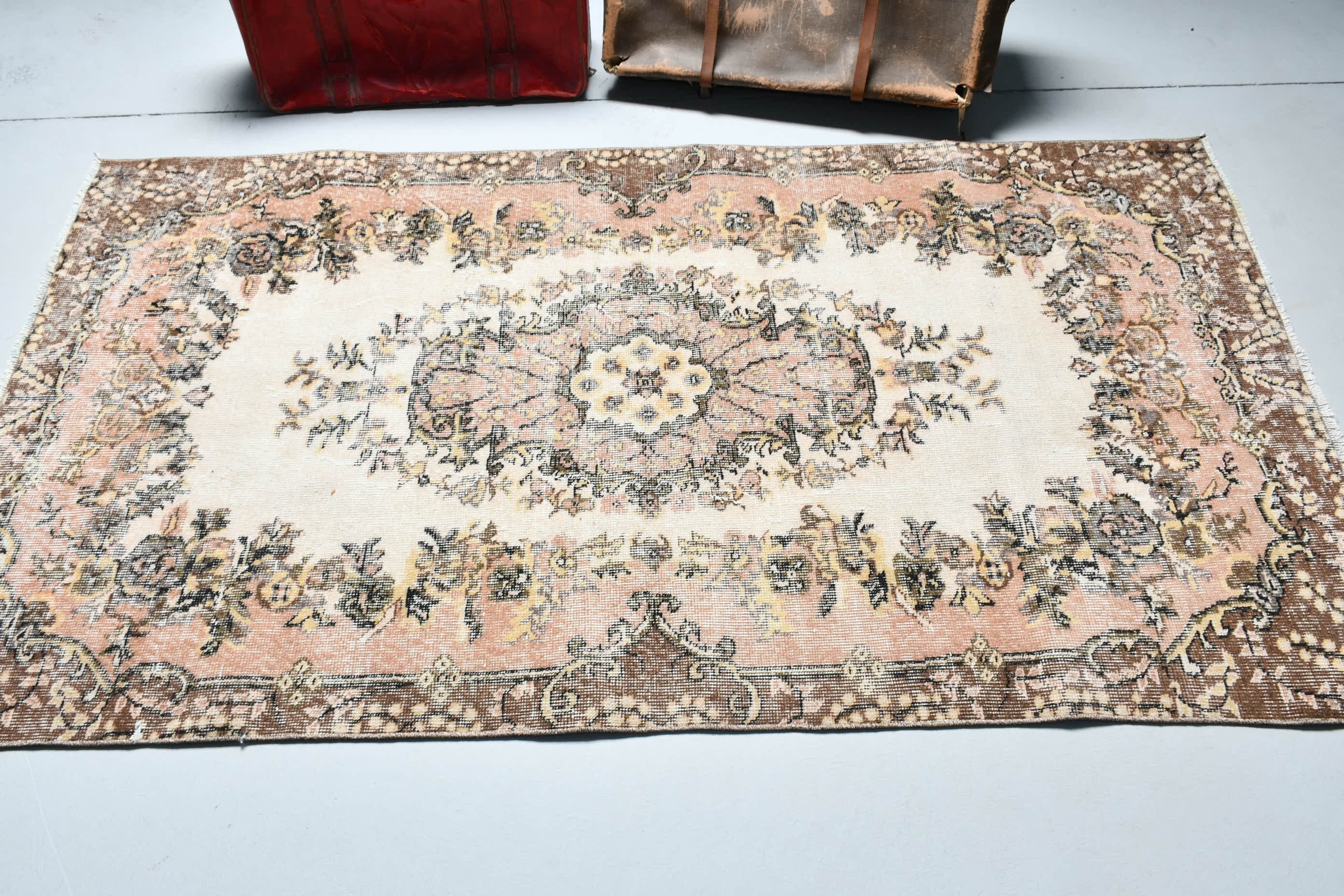 Bedroom Rugs, Vintage Rug, Ethnic Rug, Turkish Rugs, Beige  3.6x6.8 ft Area Rug, Dining Room Rug, Oushak Rug, Moroccan Rug