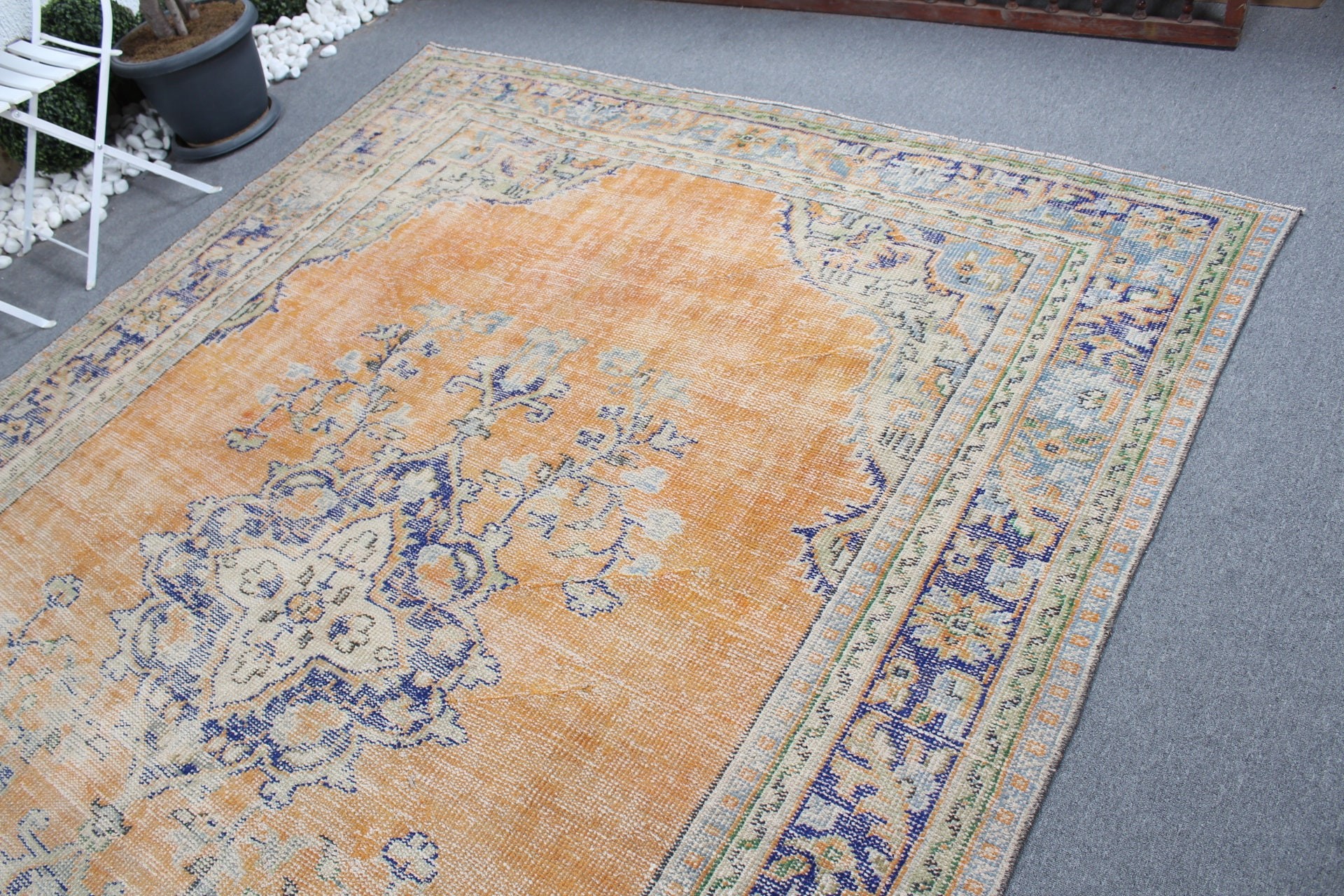 Saloon Rug, Orange Oushak Rug, Art Rug, Oriental Rug, Turkish Rug, Floor Rug, 7.5x10.4 ft Oversize Rug, Salon Rugs, Vintage Rug, Cute Rugs