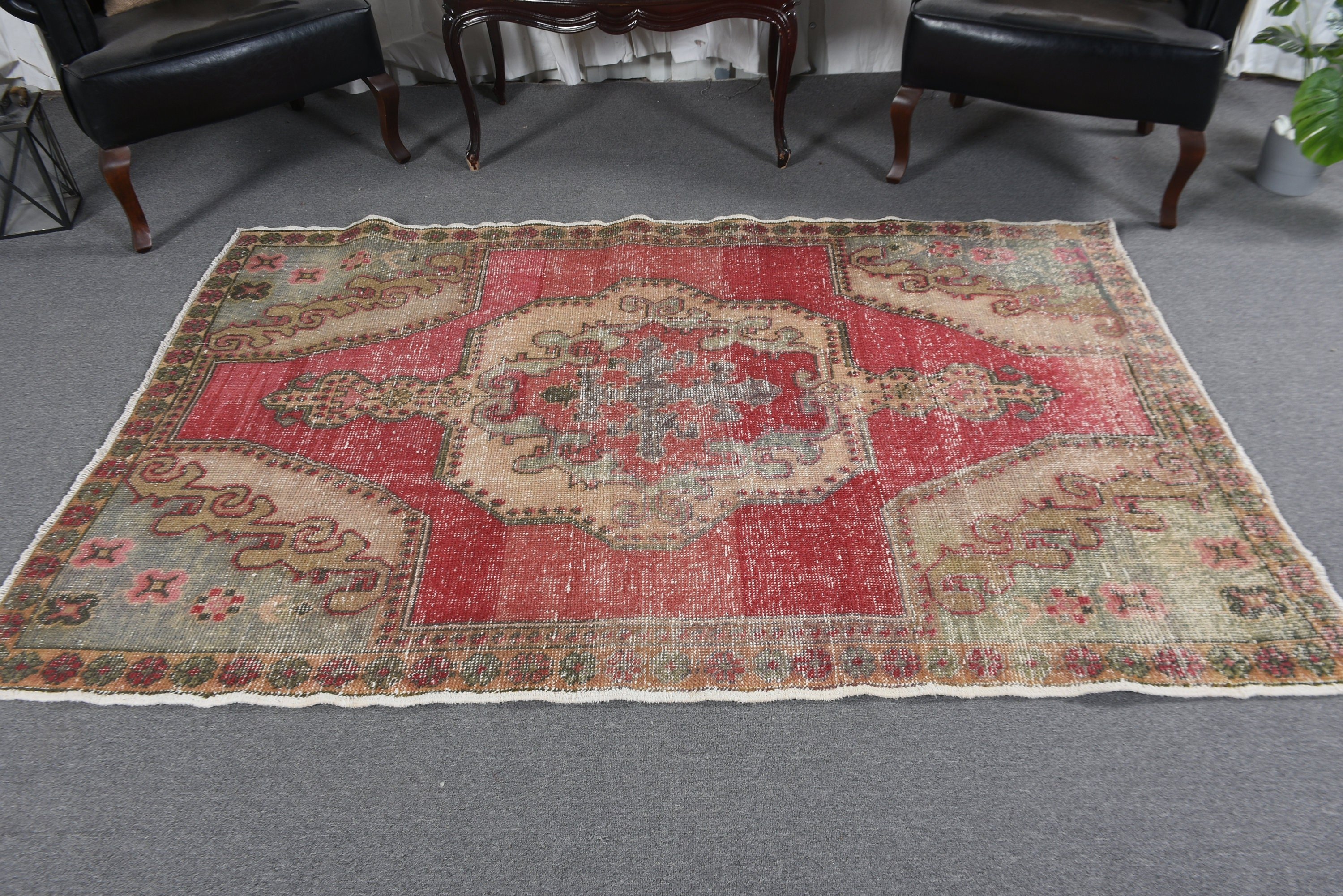 El Yapımı Halılar, Vintage Halı, Boho Bölge Halısı, 4,5x7 ft Alan Halısı, Kırmızı Oryantal Halı, Türk Halısı, Modern Halı, Yatak Odası Halısı, Boho Alanı Halıları