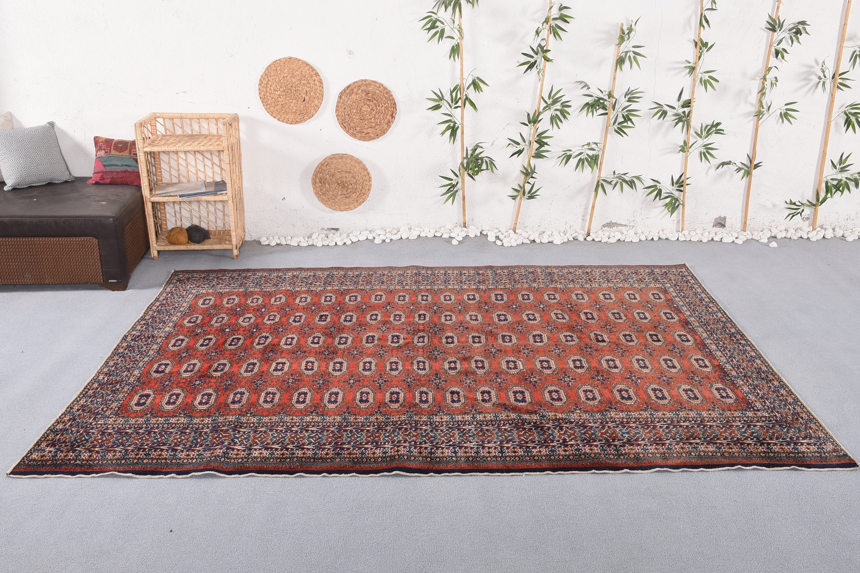 Turkish Rugs, Living Room Rug, Vintage Rug, 6.7x9.5 ft Large Rug, Home Decor Rug, Natural Rugs, Bedroom Rug, Red Moroccan Rug, Floor Rug