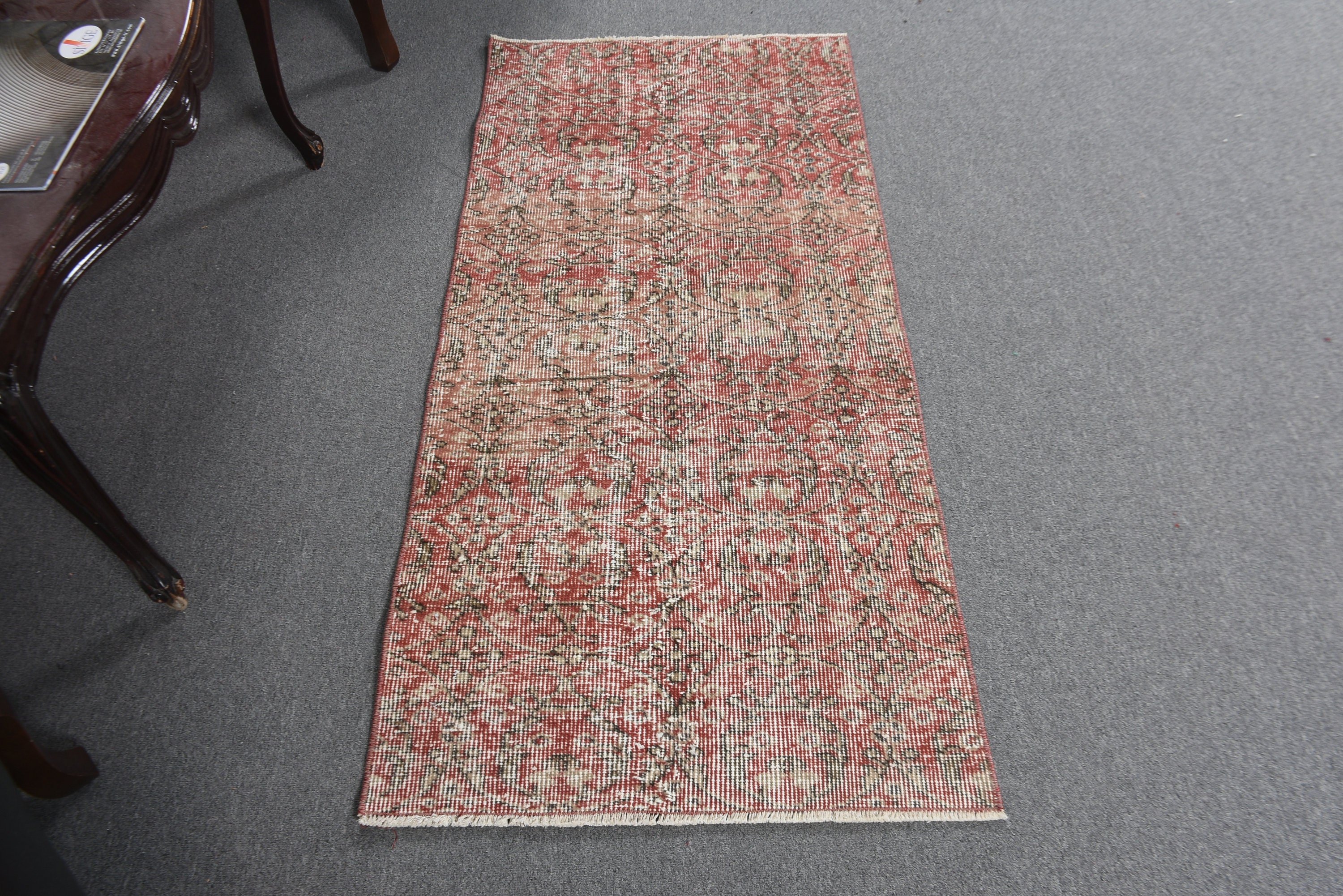 Kırmızı Geometrik Halılar, Mutfak Halısı, Giriş Halıları, Vintage Halı, Türk Halısı, Aztek Halısı, Çocuk Halısı, 2.2x4.7 ft Küçük Halı