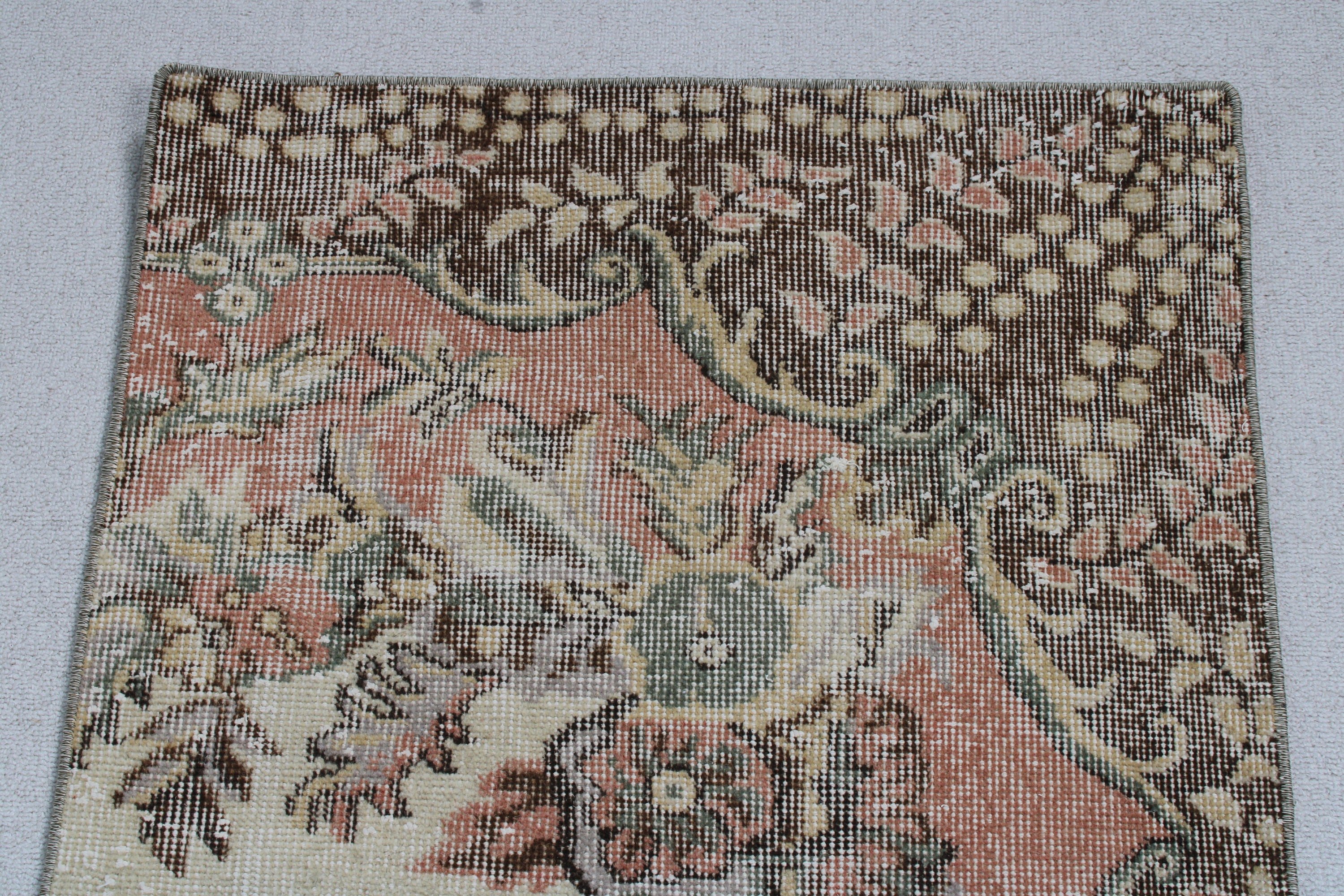 Türk Halıları, Küçük Vintage Halı, Anadolu Halısı, Mutfak Halıları, Vintage Halılar, Kahverengi 2.3x4.3 ft Küçük Halı, Antika Halı, Boho Halı