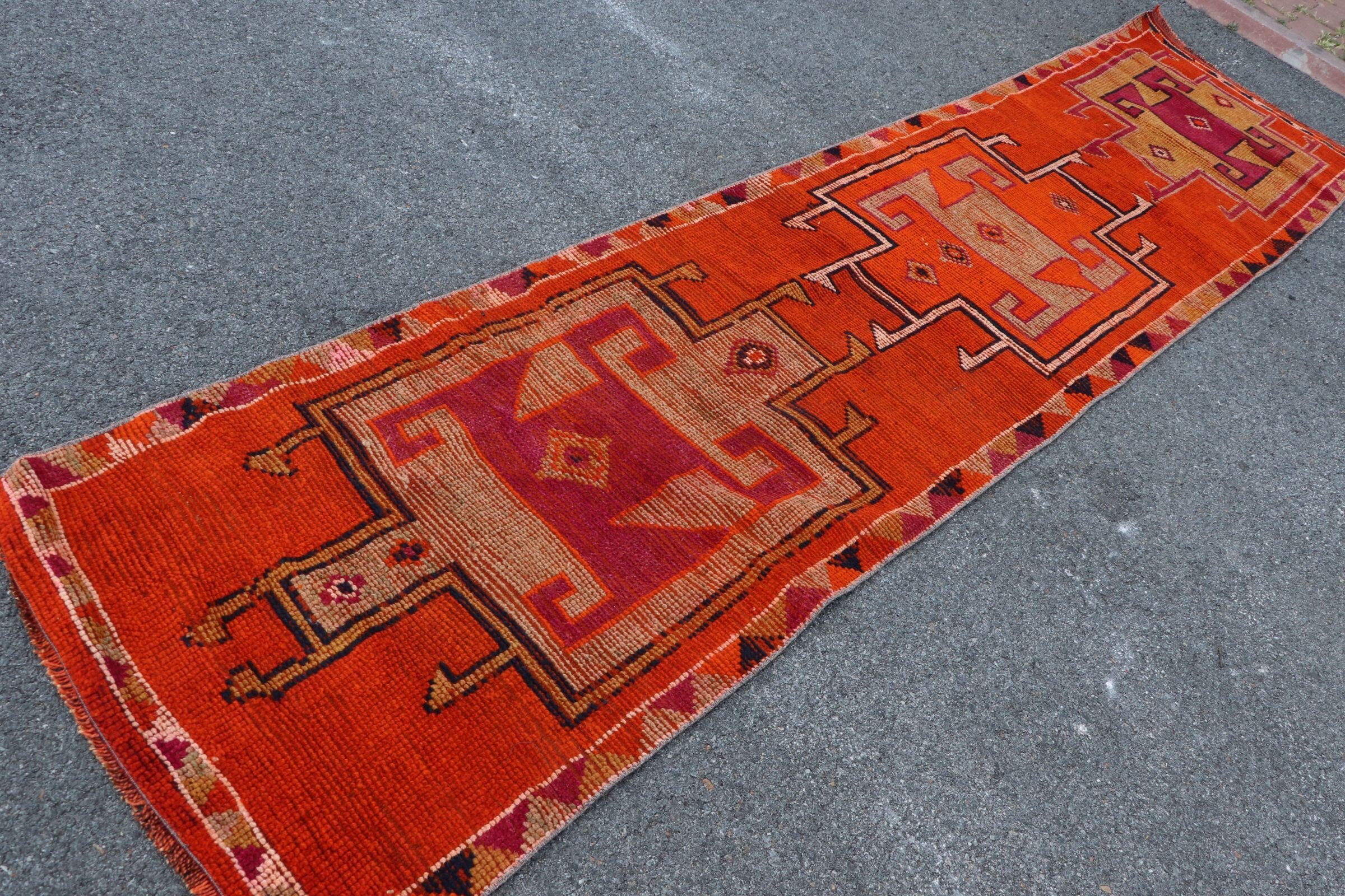 Corridor Rug, Orange Oushak Rug, Floor Rugs, Kitchen Rug, 2.7x11 ft Runner Rug, Anatolian Rug, Turkish Rug, Vintage Rug, Home Decor Rug