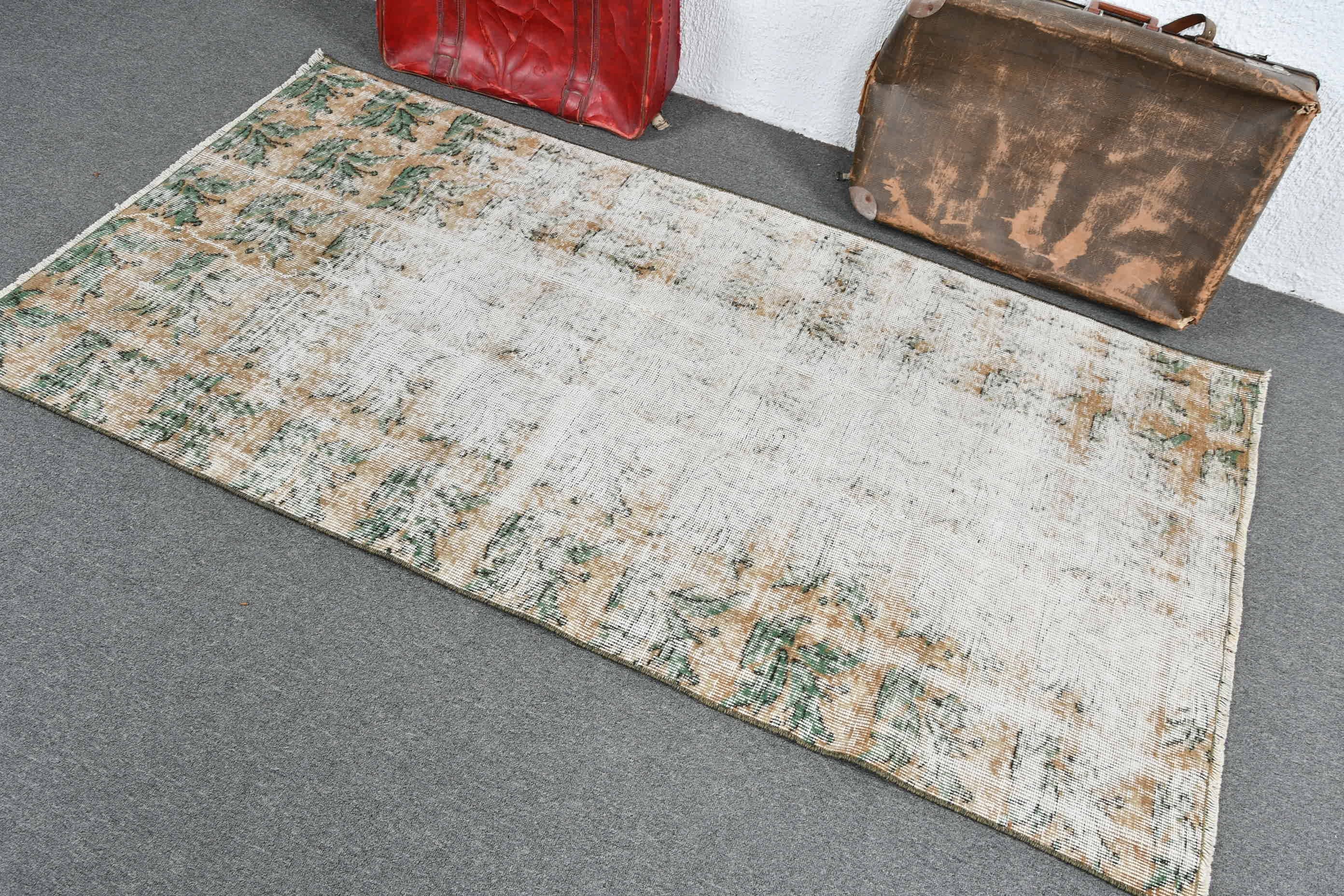 Entry Rugs, Turkish Rugs, Rugs for Entry, Home Decor Rug, Cool Rug, White Floor Rug, Vintage Rug, Kitchen Rugs, 3.5x6.7 ft Accent Rugs