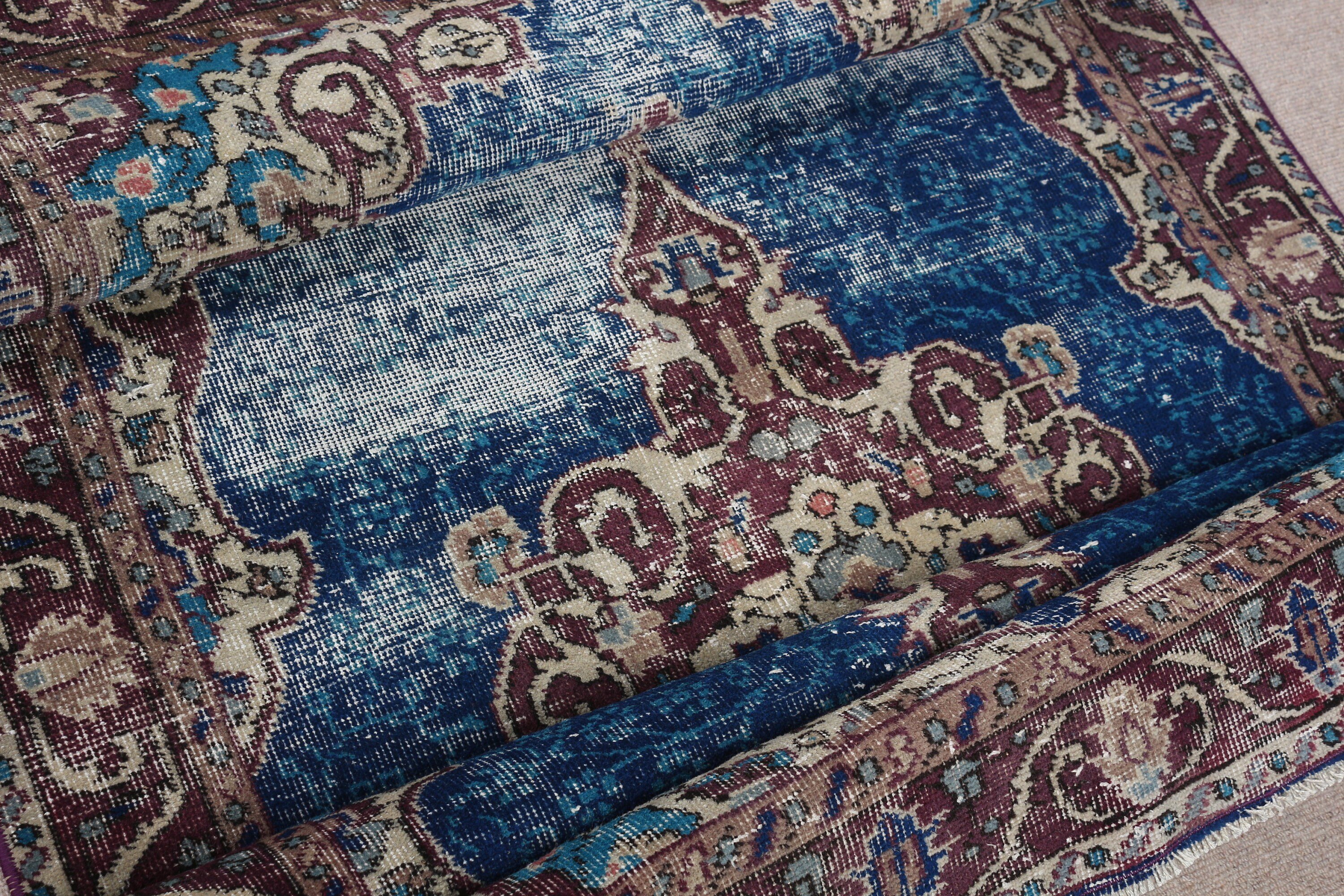 Muted Rug, 3.8x6.9 ft Area Rug, Rugs for Floor, Floor Rugs, Oushak Rug, Turkish Rug, Blue Bedroom Rugs, Vintage Rug, Dining Room Rugs