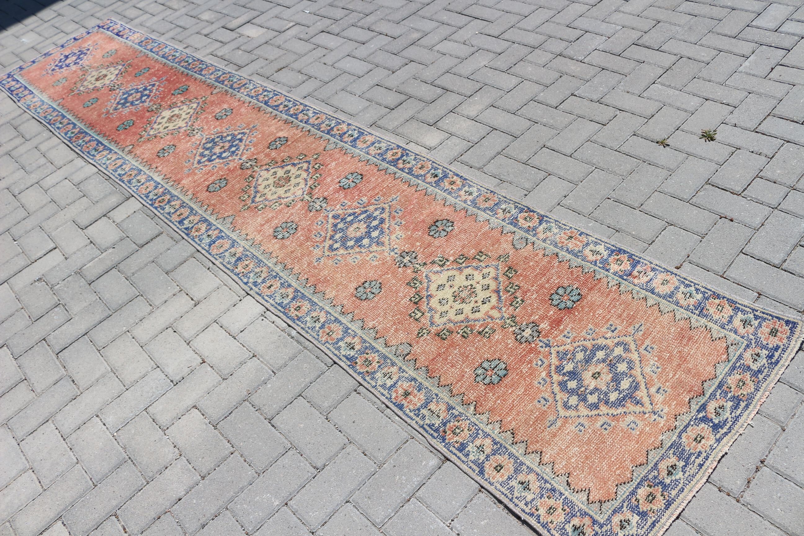 Orange Oushak Rug, Turkish Rug, Rugs for Hallway, 2.5x12.6 ft Runner Rug, Vintage Rugs, Custom Rugs, Oriental Rug, Stair Rug, Cool Rug