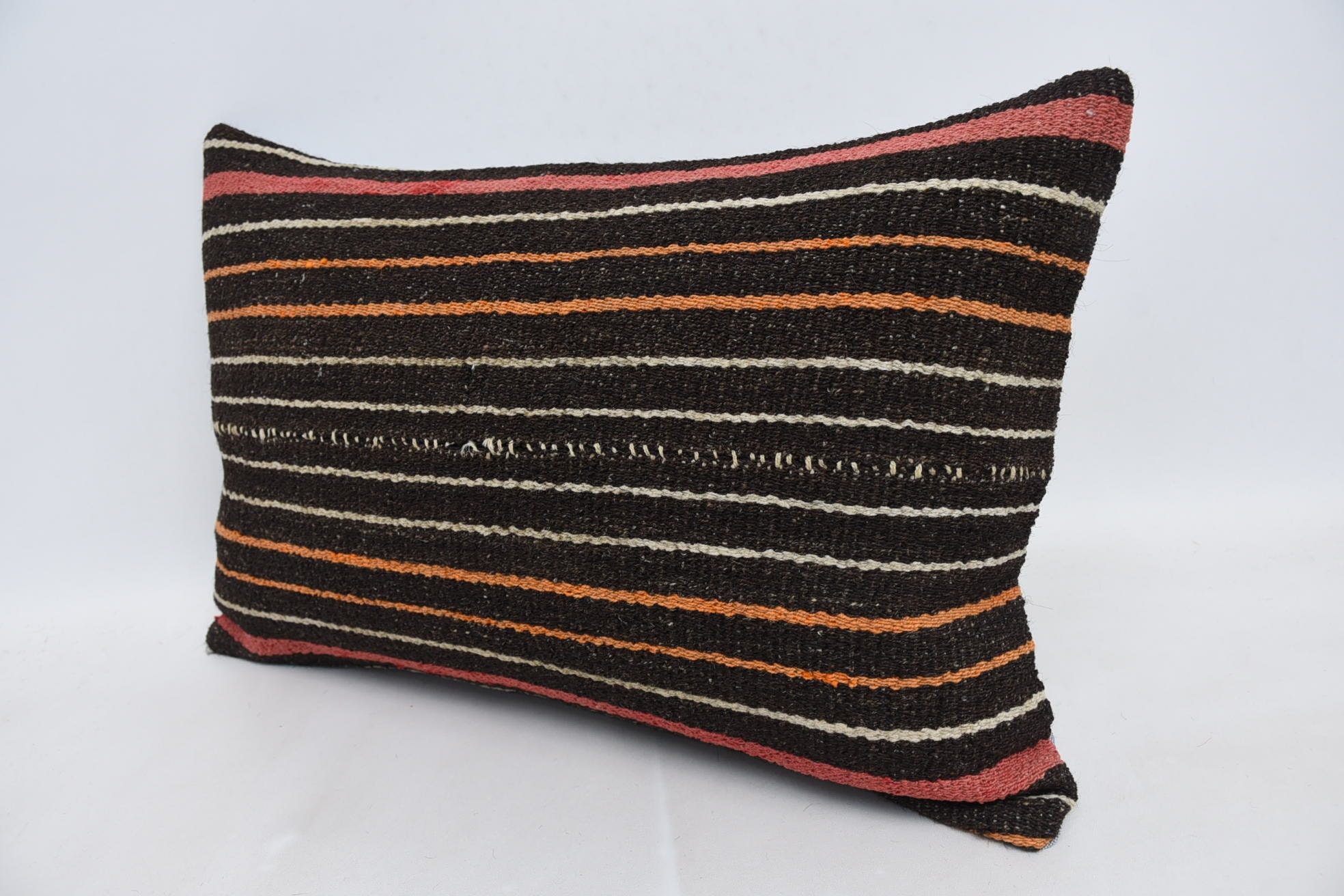Nautical Throw Cushion Case, 16"x24" Brown Pillow, Boho Pillow Sham Cover, Kilim Pillow, Outdoor Throw Pillow, Gift Pillow