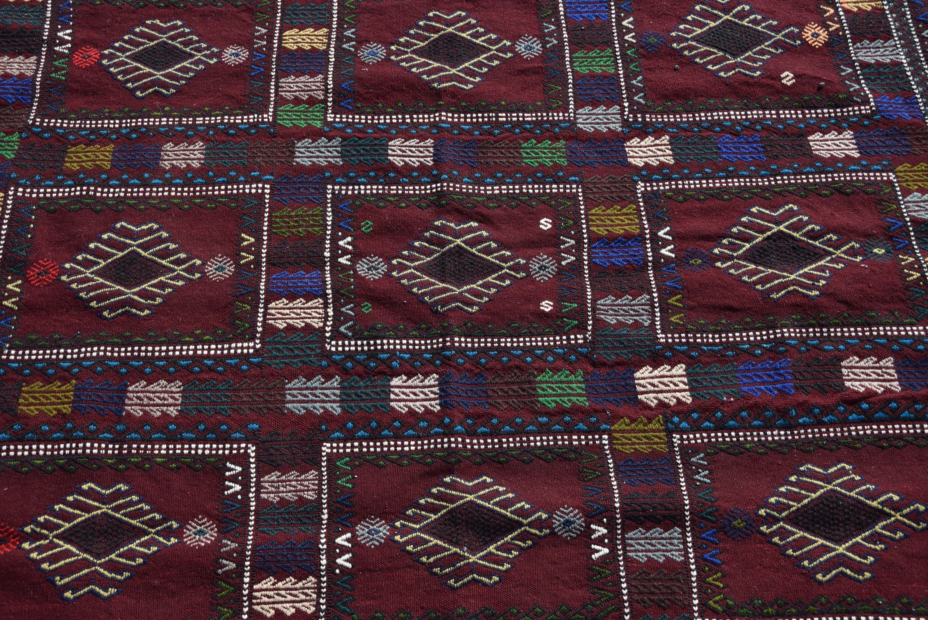 Harika Halılar, Mutfak Halısı, 4.4x5.1 ft Accent Halı, Vintage Halı, Kilim, Çocuk Halısı, Türk Halısı, Yer Halısı, Yün Halılar, Mor Ev Dekorasyonu Halıları